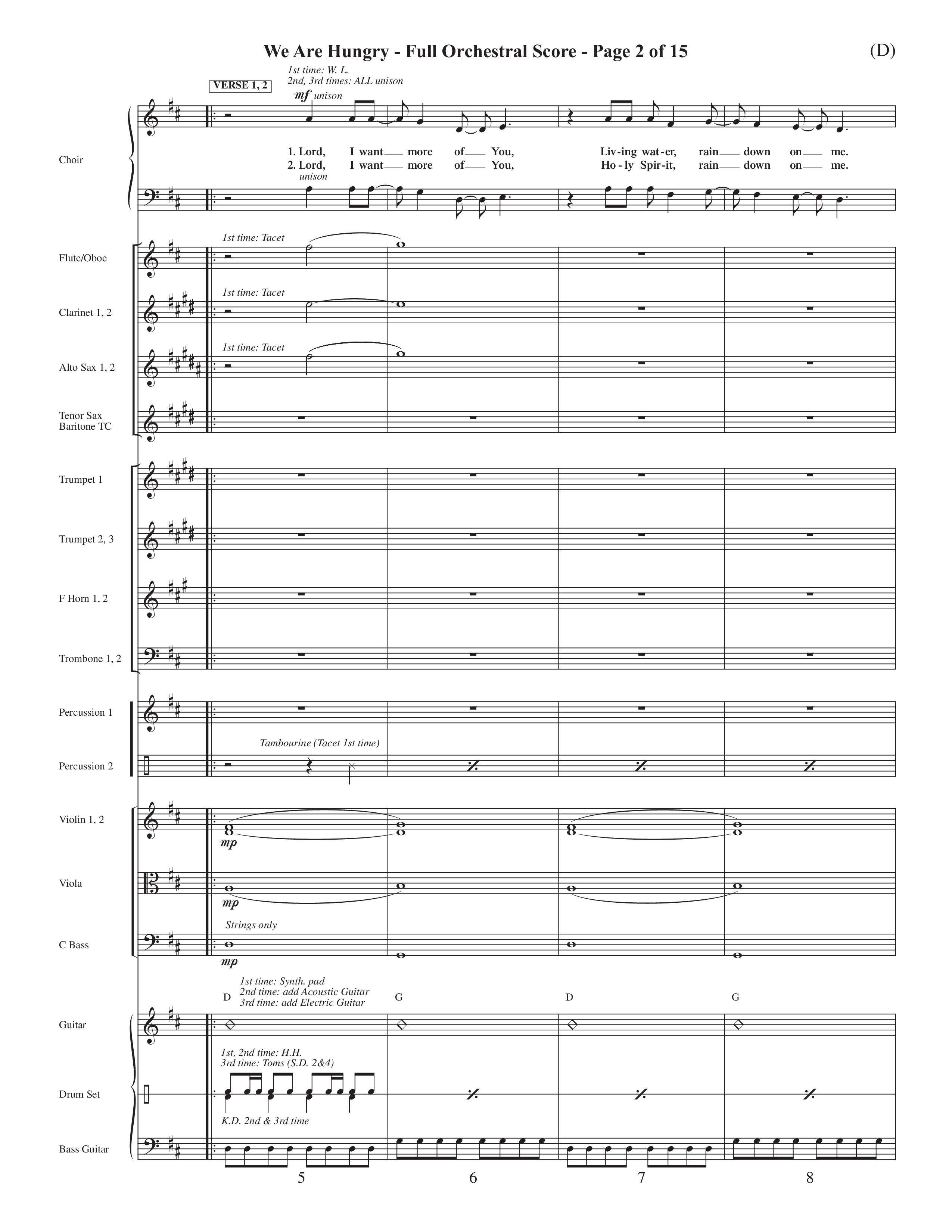 We Are Hungry (Choral Anthem SATB) Conductor's Score (Word Music Choral / Orch. Dave Williamson)