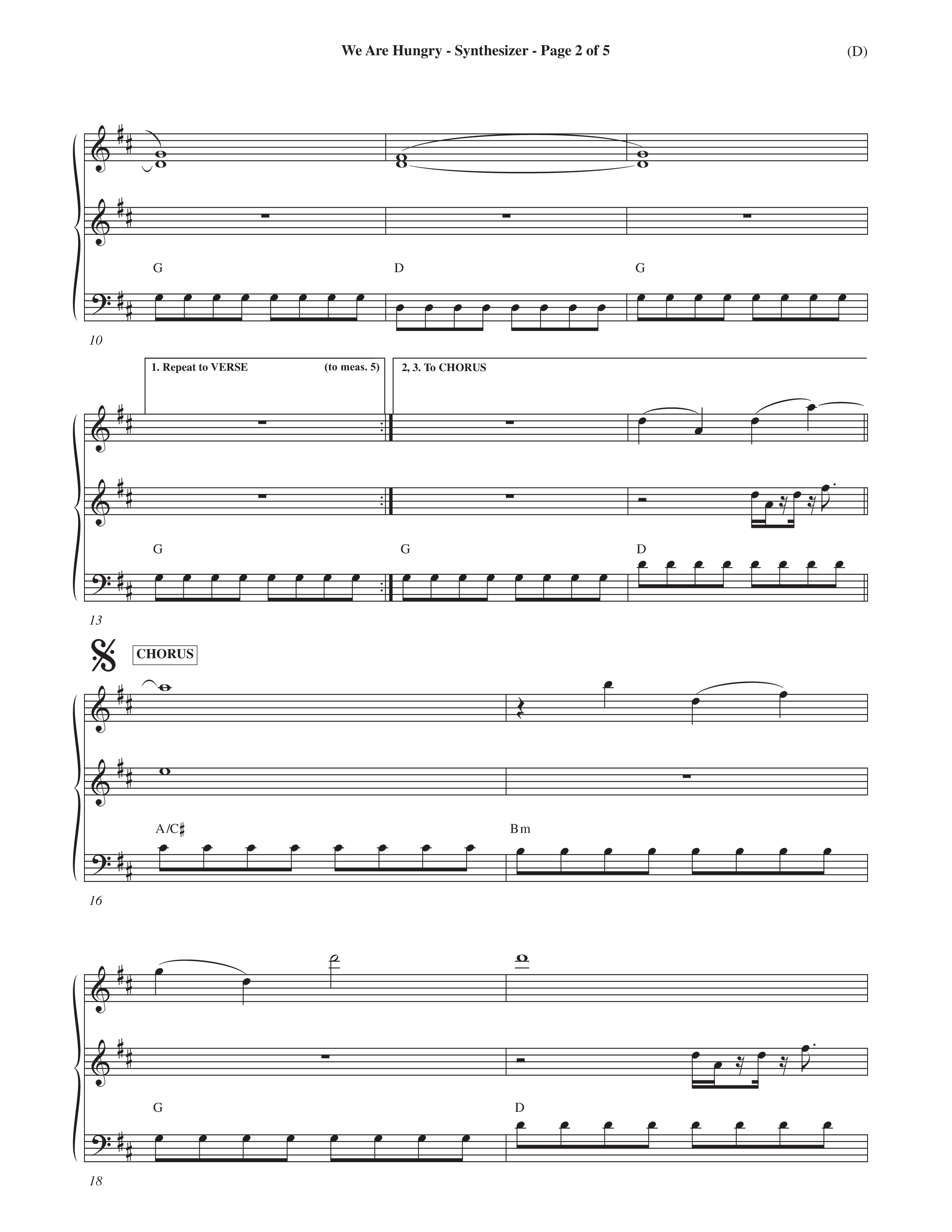 We Are Hungry (Choral Anthem SATB) Synth (Word Music Choral / Orch. Dave Williamson)