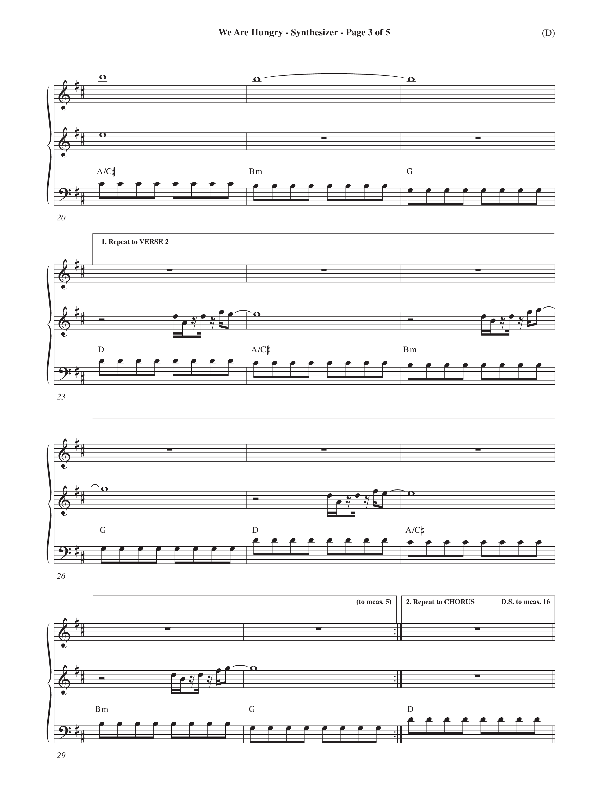 We Are Hungry (Choral Anthem SATB) Synth (Word Music Choral / Orch. Dave Williamson)