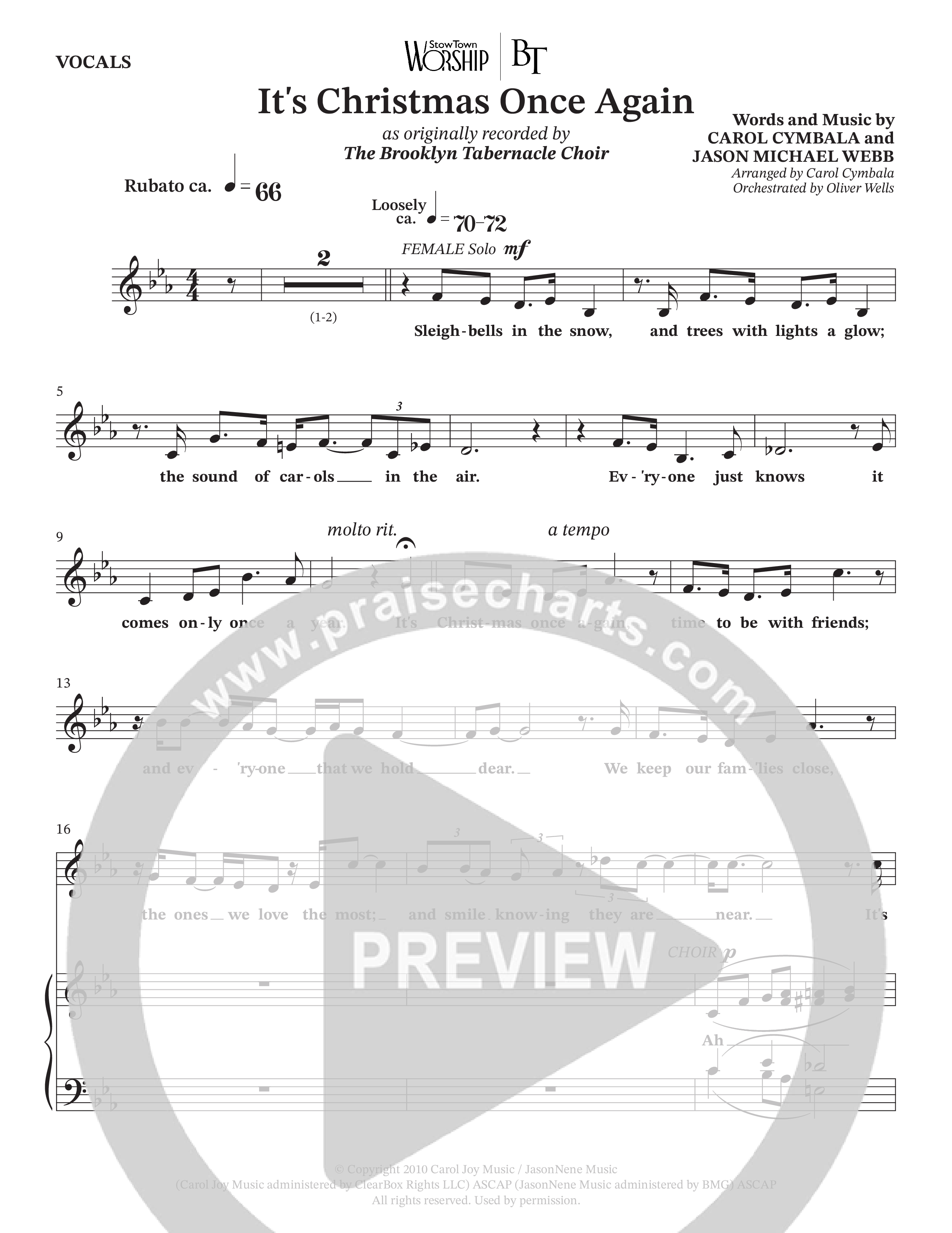 It's Christmas Once Again (Choral Anthem SATB) Choir Sheet (SATB) (The Brooklyn Tabernacle Choir / Arr. Carol Cymbala / Orch. Oliver Wells)