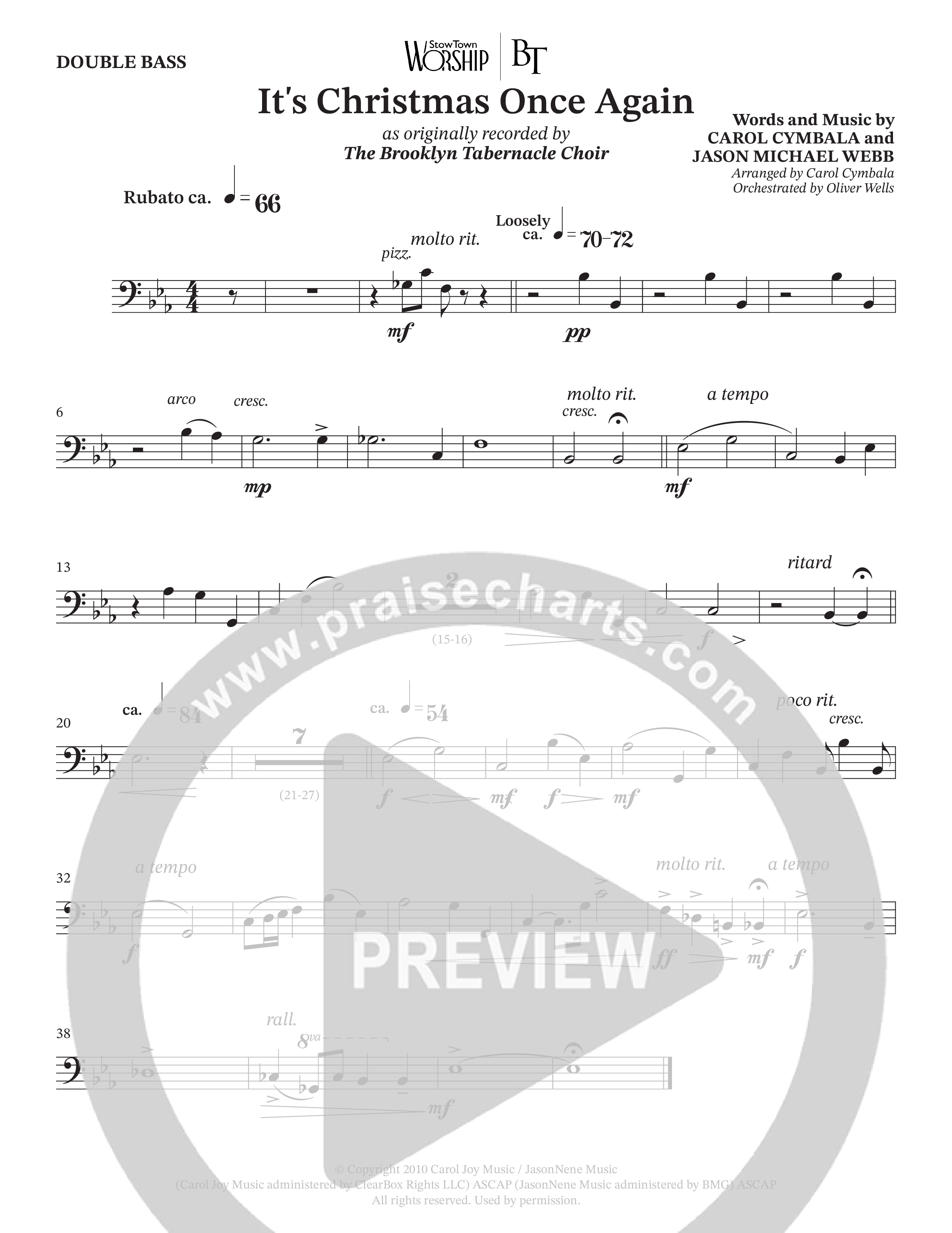 It's Christmas Once Again (Choral Anthem SATB) Double Bass (The Brooklyn Tabernacle Choir / Arr. Carol Cymbala / Orch. Oliver Wells)