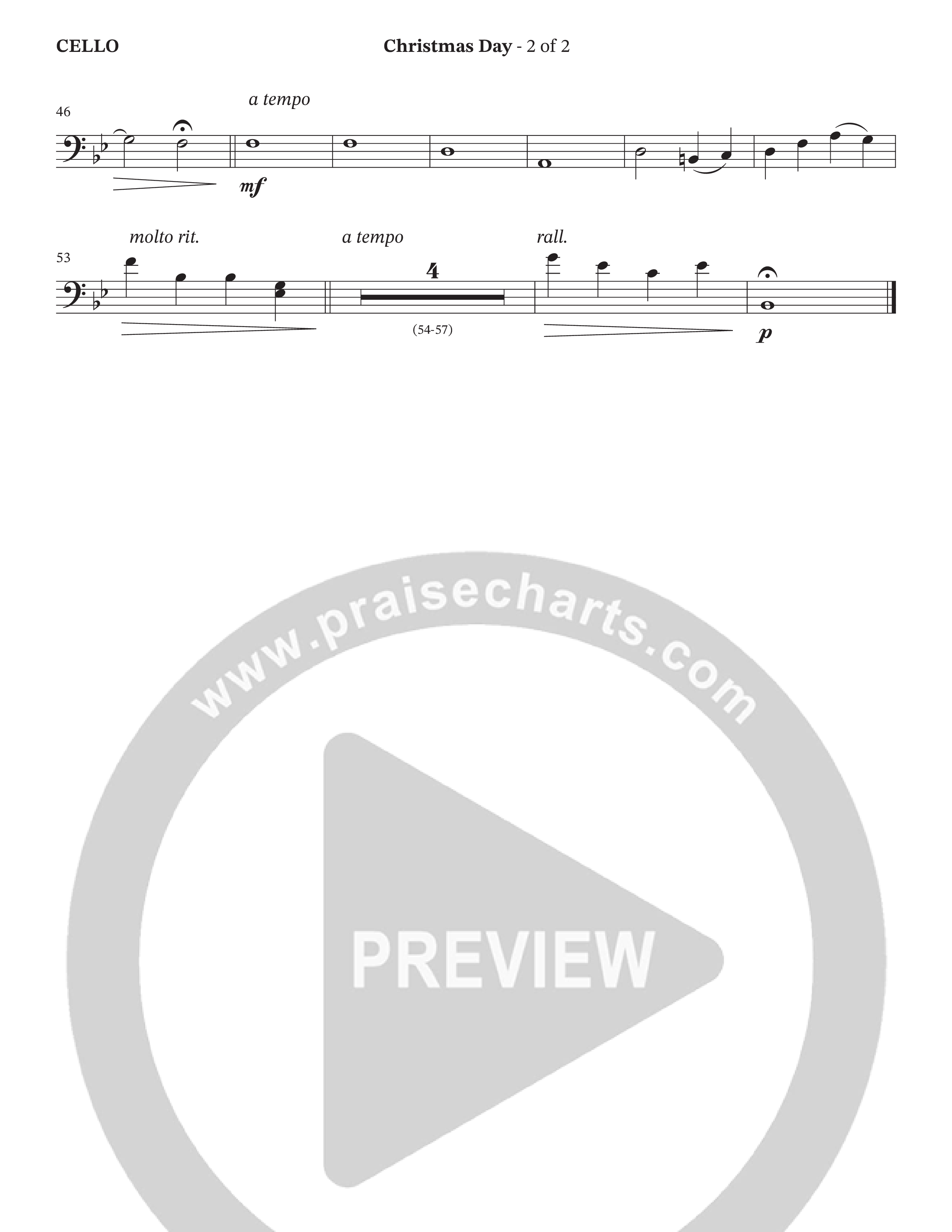 Christmas Day (The Lullaby) (Choral Anthem SATB) Cello (The Brooklyn Tabernacle Choir / Arr. Carol Cymbala / Orch. Oliver Wells)