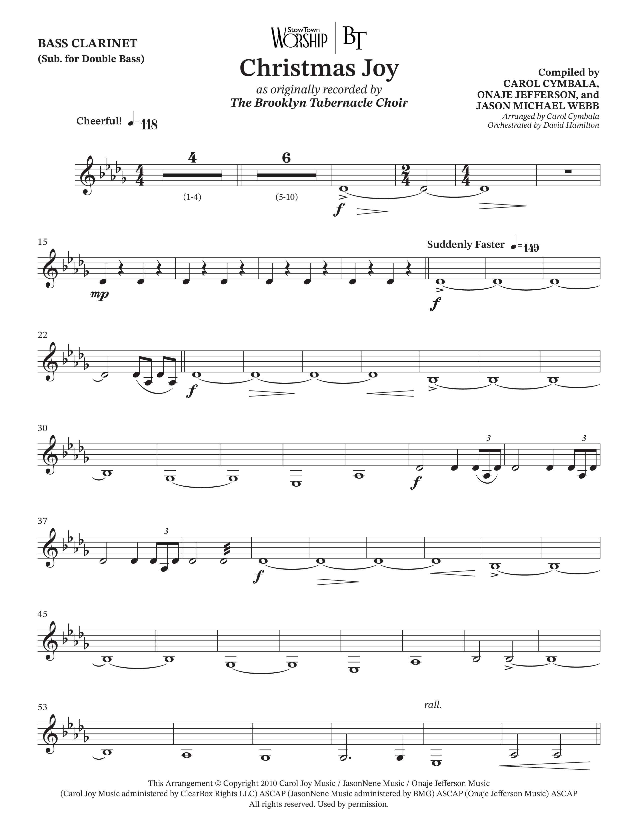 Christmas Joy (Choral Anthem SATB) Bass Clarinet (The Brooklyn Tabernacle Choir / TaRanda Greene / Anthony Evans / Arr. Carol Cymbala / Orch. David Hamilton)