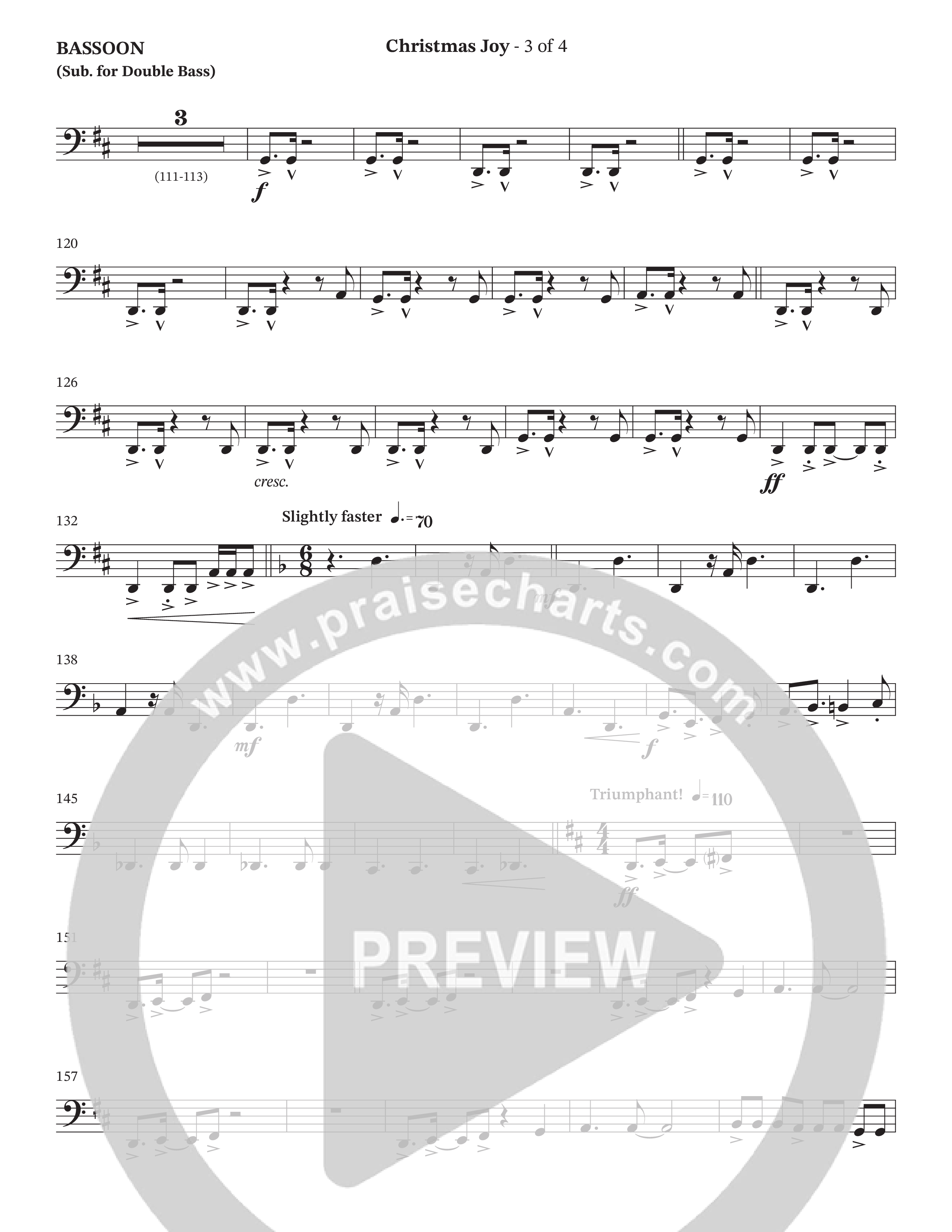 Christmas Joy (Choral Anthem SATB) Bassoon (The Brooklyn Tabernacle Choir / TaRanda Greene / Anthony Evans / Arr. Carol Cymbala / Orch. David Hamilton)