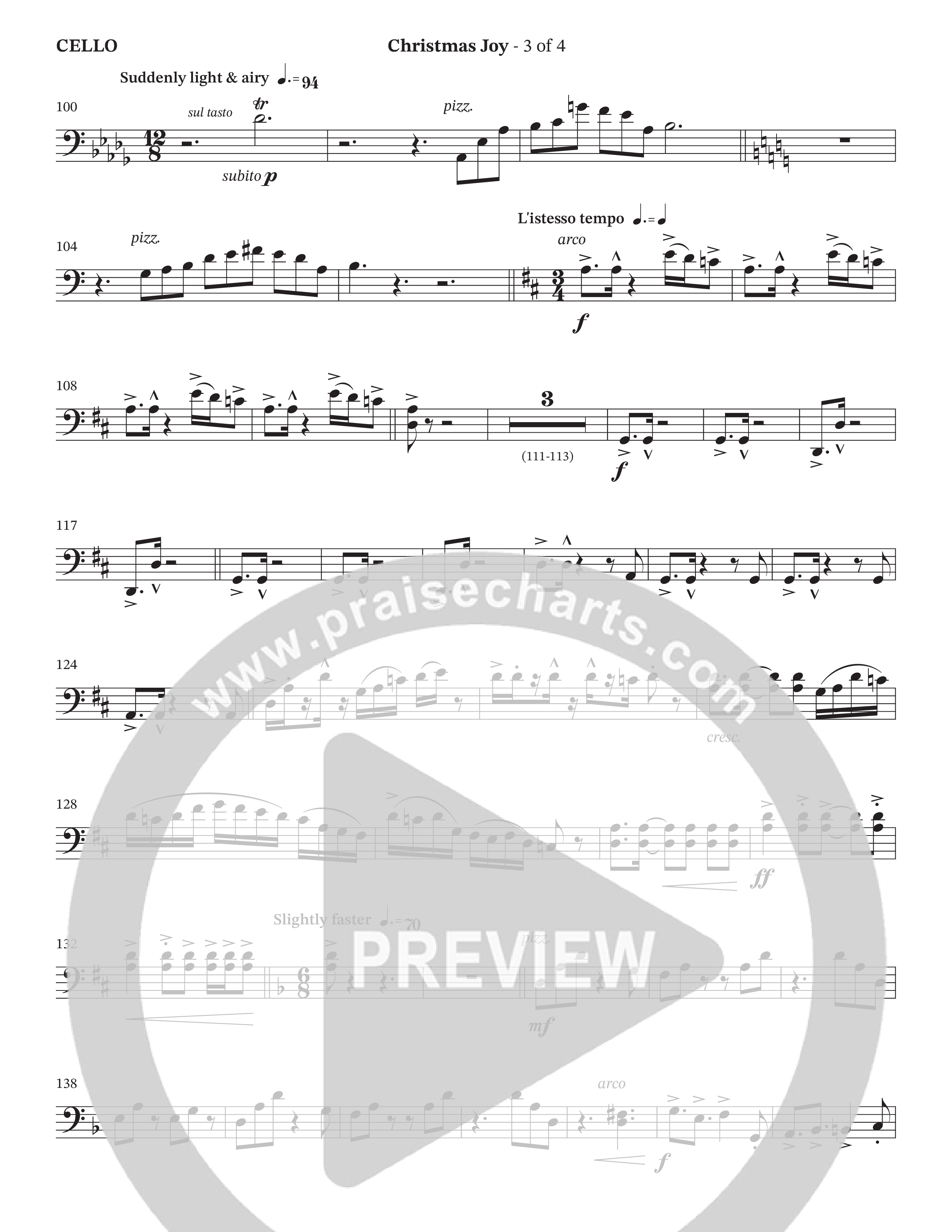 Christmas Joy (Choral Anthem SATB) Cello (The Brooklyn Tabernacle Choir / TaRanda Greene / Anthony Evans / Arr. Carol Cymbala / Orch. David Hamilton)