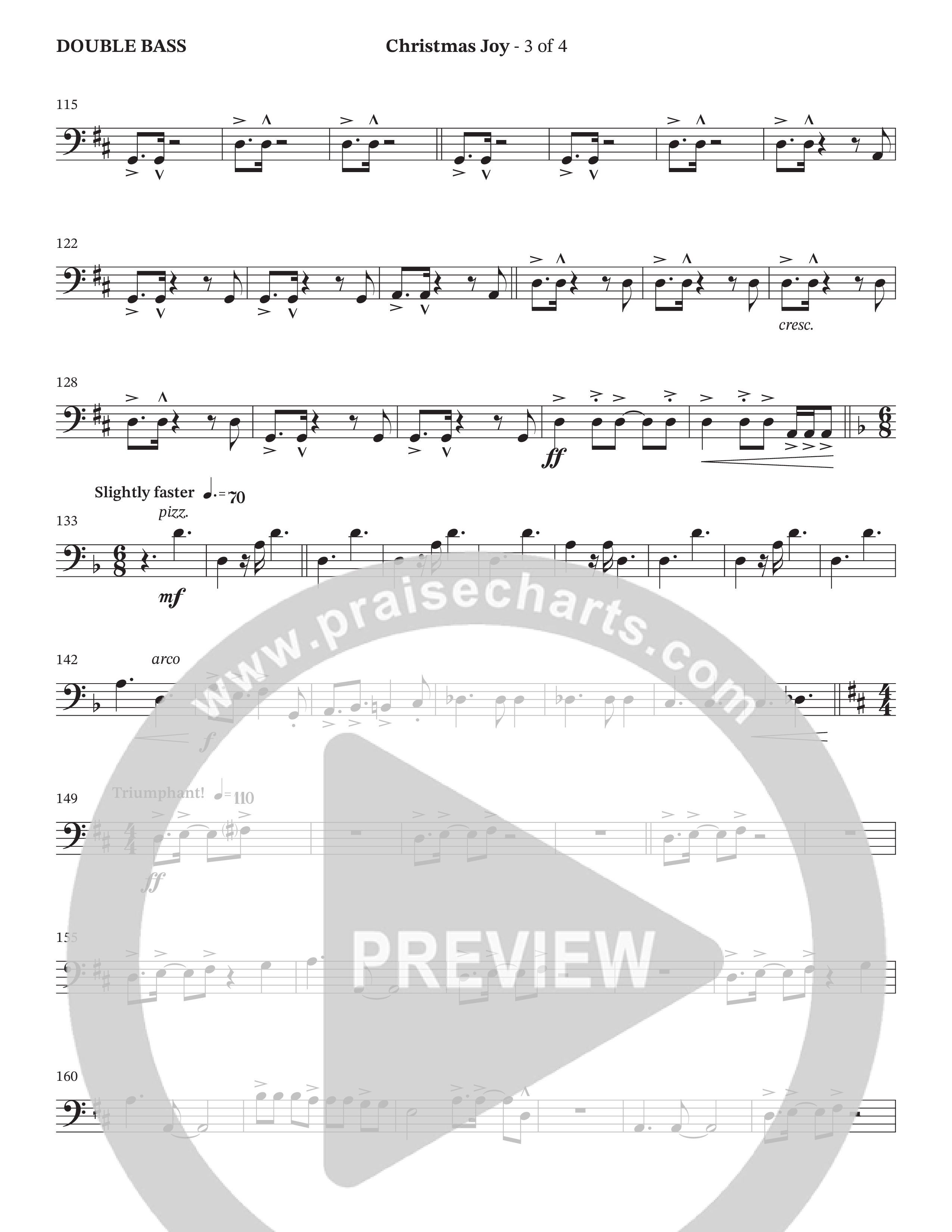 Christmas Joy (Choral Anthem SATB) Double Bass (The Brooklyn Tabernacle Choir / TaRanda Greene / Anthony Evans / Arr. Carol Cymbala / Orch. David Hamilton)