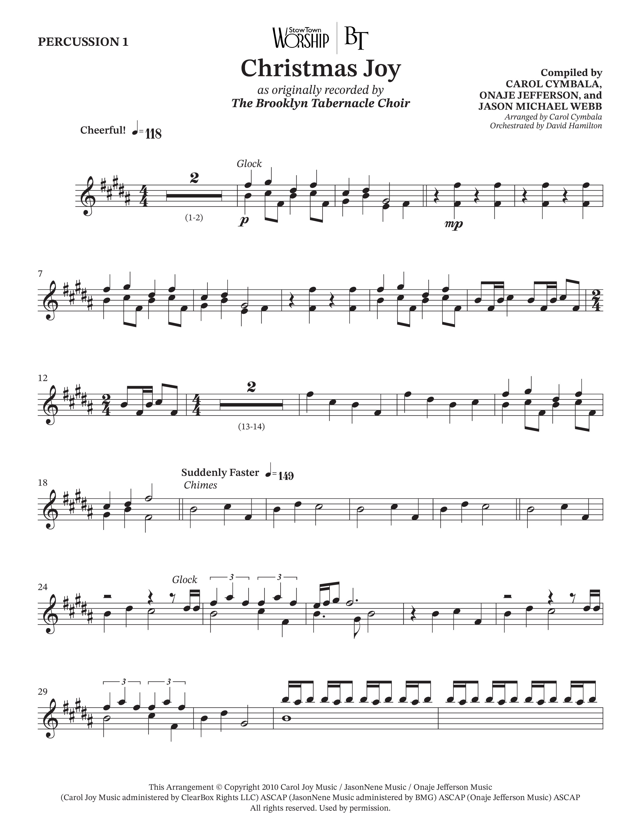 Christmas Joy (Choral Anthem SATB) Percussion (The Brooklyn Tabernacle Choir / TaRanda Greene / Anthony Evans / Arr. Carol Cymbala / Orch. David Hamilton)