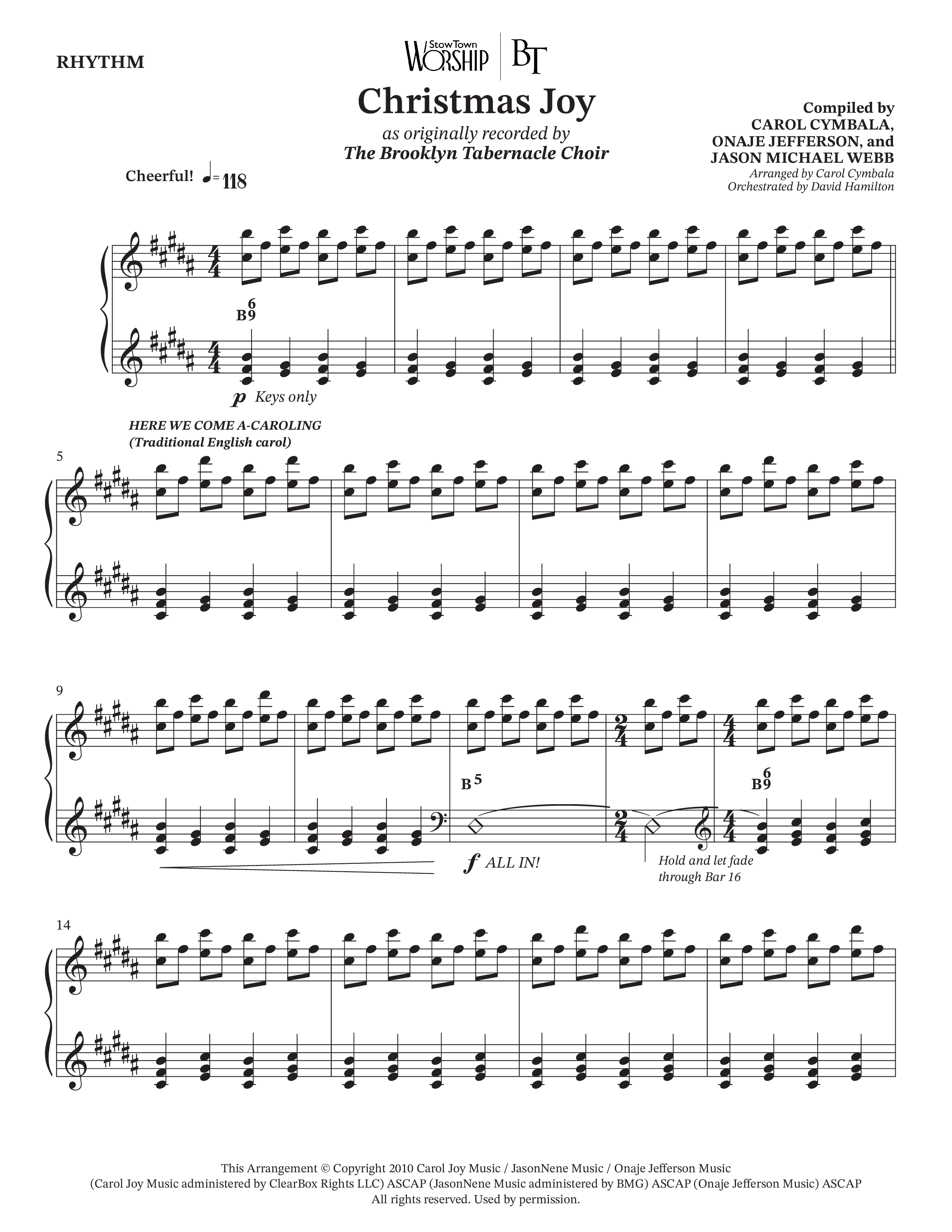 Christmas Joy (Choral Anthem SATB) Rhythm Chart (The Brooklyn Tabernacle Choir / TaRanda Greene / Anthony Evans / Arr. Carol Cymbala / Orch. David Hamilton)