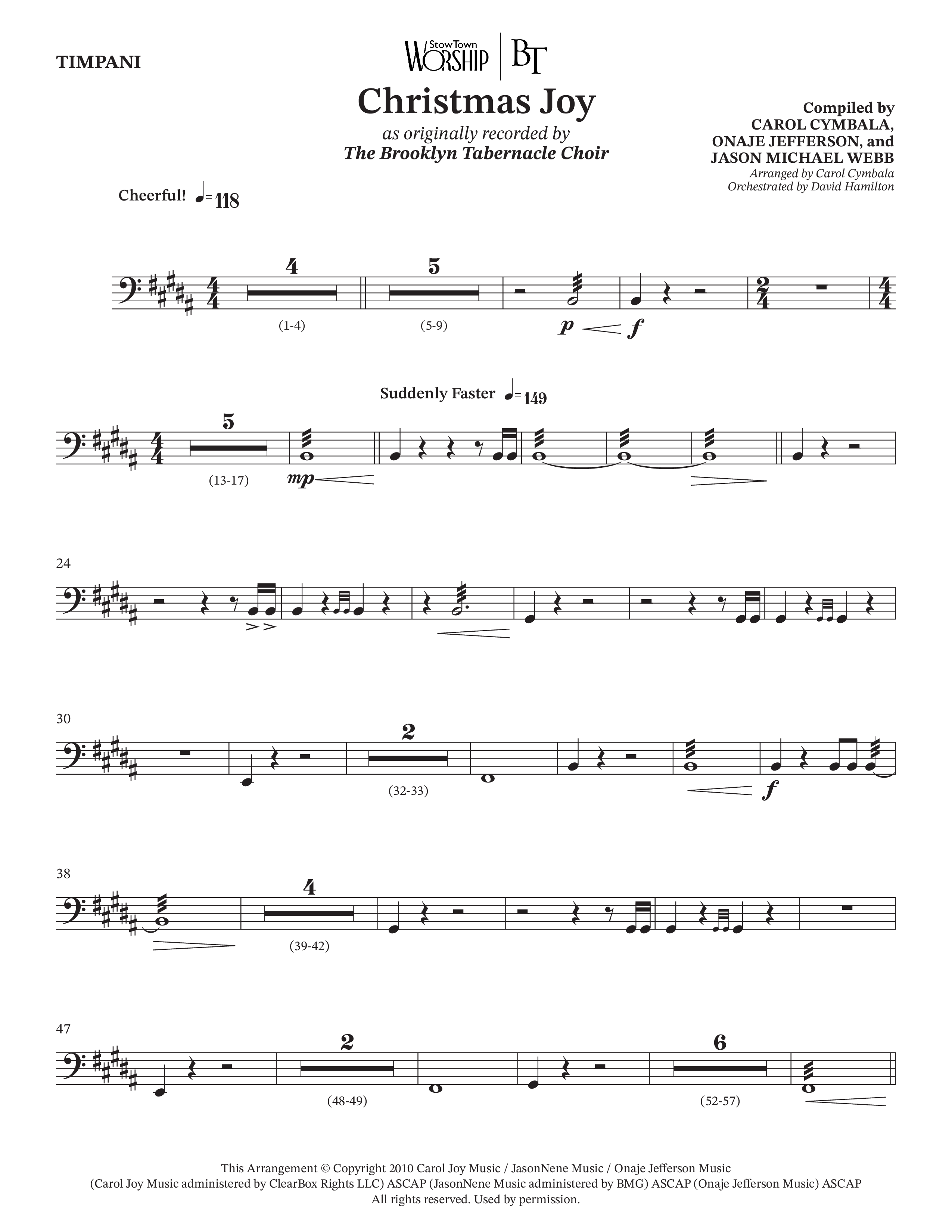 Christmas Joy (Choral Anthem SATB) Timpani (The Brooklyn Tabernacle Choir / TaRanda Greene / Anthony Evans / Arr. Carol Cymbala / Orch. David Hamilton)