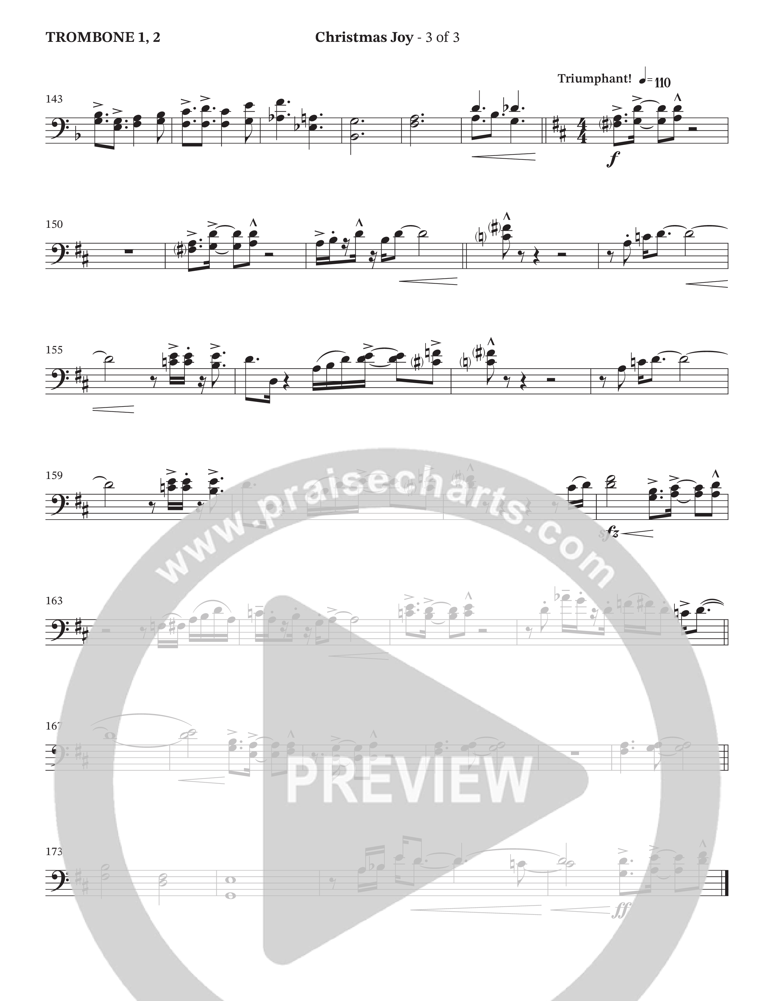 Christmas Joy (Choral Anthem SATB) Trombone 1/2 (The Brooklyn Tabernacle Choir / TaRanda Greene / Anthony Evans / Arr. Carol Cymbala / Orch. David Hamilton)