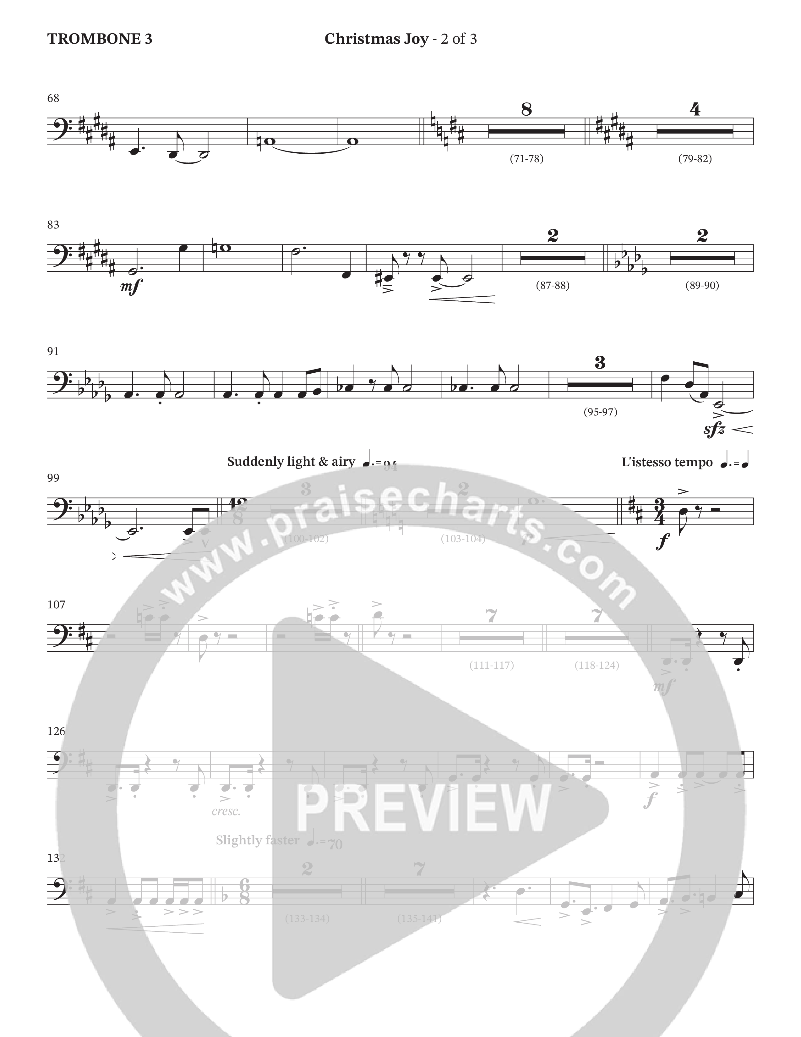 Christmas Joy (Choral Anthem SATB) Trombone 3 (The Brooklyn Tabernacle Choir / TaRanda Greene / Anthony Evans / Arr. Carol Cymbala / Orch. David Hamilton)