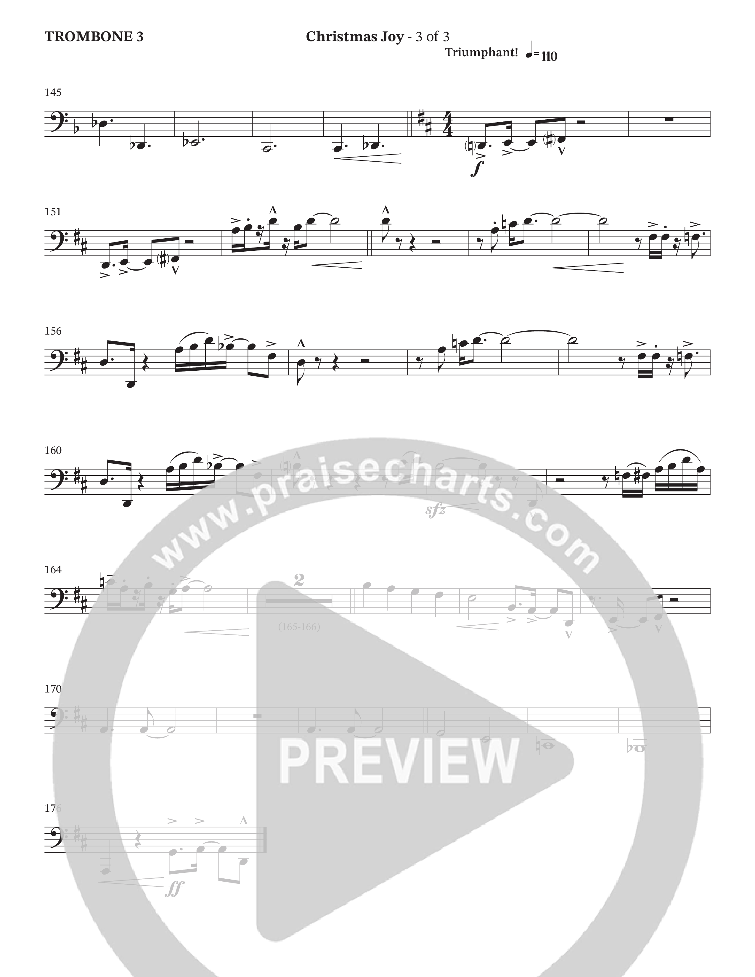 Christmas Joy (Choral Anthem SATB) Trombone 3 (The Brooklyn Tabernacle Choir / TaRanda Greene / Anthony Evans / Arr. Carol Cymbala / Orch. David Hamilton)