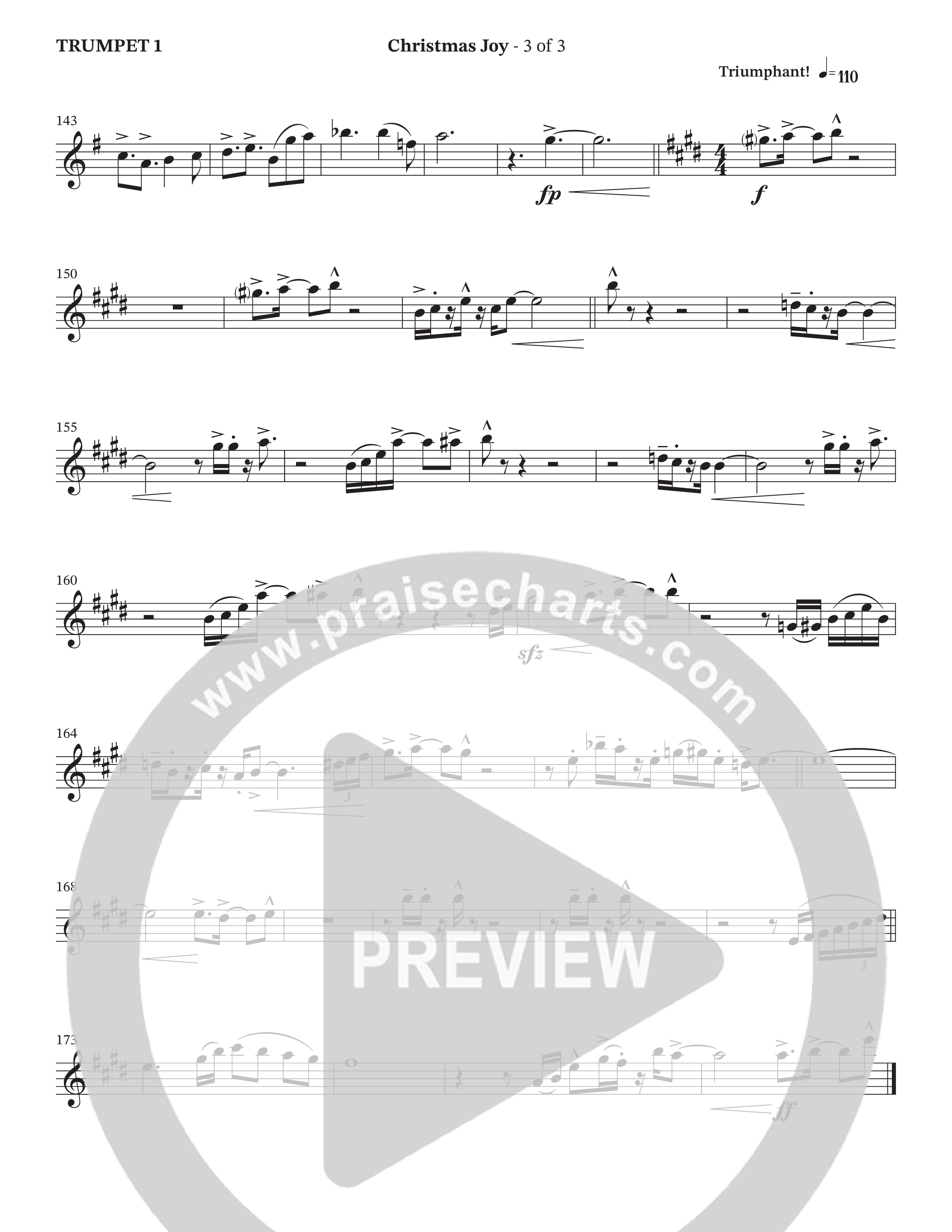 Christmas Joy (Choral Anthem SATB) Trumpet 1 (The Brooklyn Tabernacle Choir / TaRanda Greene / Anthony Evans / Arr. Carol Cymbala / Orch. David Hamilton)