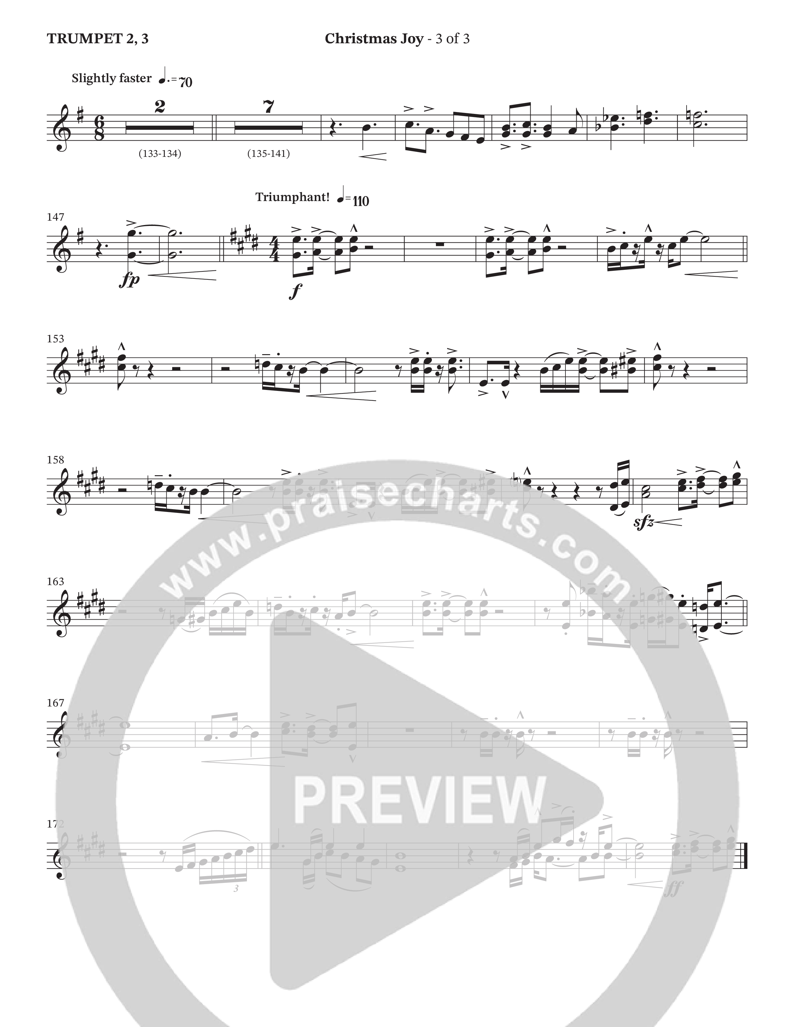 Christmas Joy (Choral Anthem SATB) Trumpet 2/3 (The Brooklyn Tabernacle Choir / TaRanda Greene / Anthony Evans / Arr. Carol Cymbala / Orch. David Hamilton)