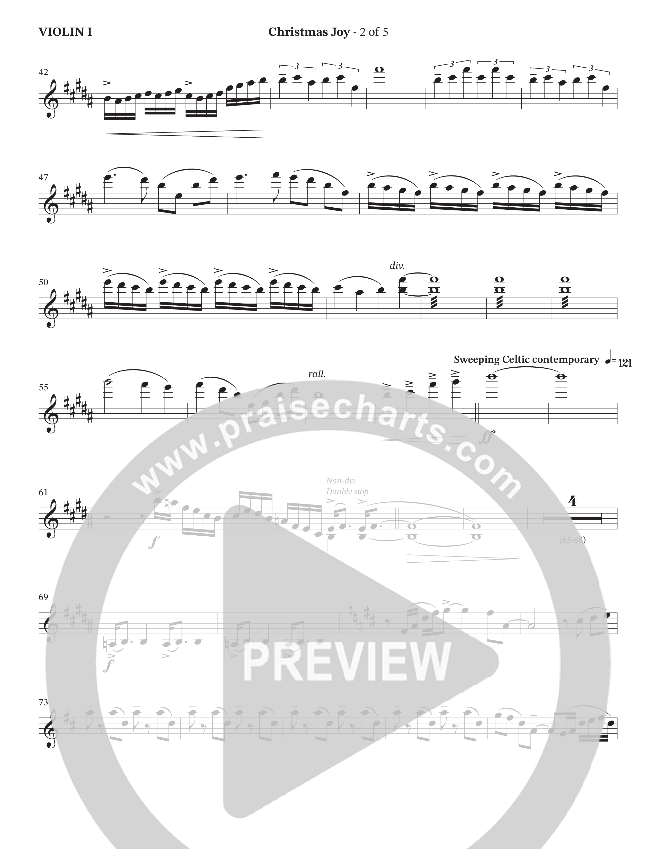 Christmas Joy (Choral Anthem SATB) Violin 1 (The Brooklyn Tabernacle Choir / TaRanda Greene / Anthony Evans / Arr. Carol Cymbala / Orch. David Hamilton)