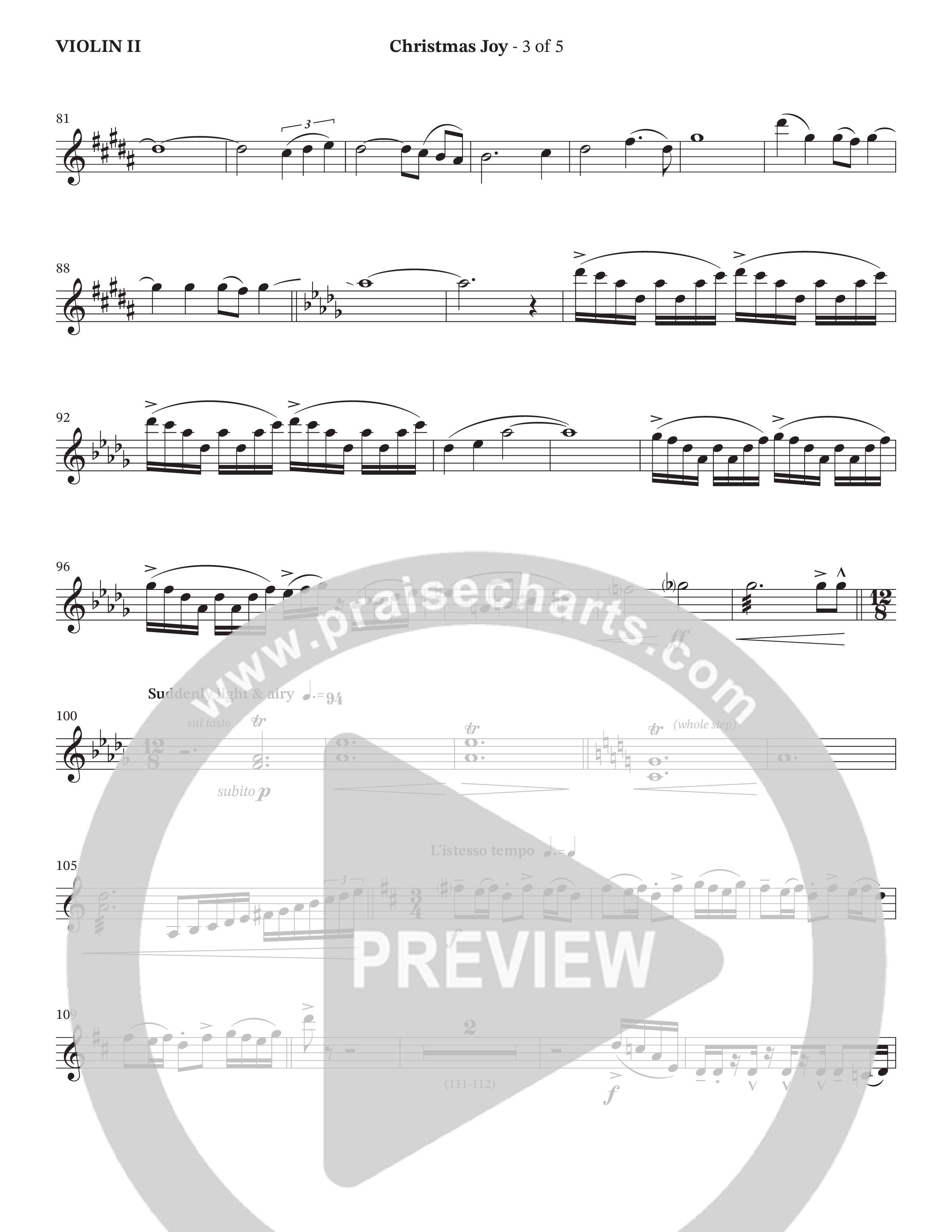 Christmas Joy (Choral Anthem SATB) Violin 2 (The Brooklyn Tabernacle Choir / TaRanda Greene / Anthony Evans / Arr. Carol Cymbala / Orch. David Hamilton)