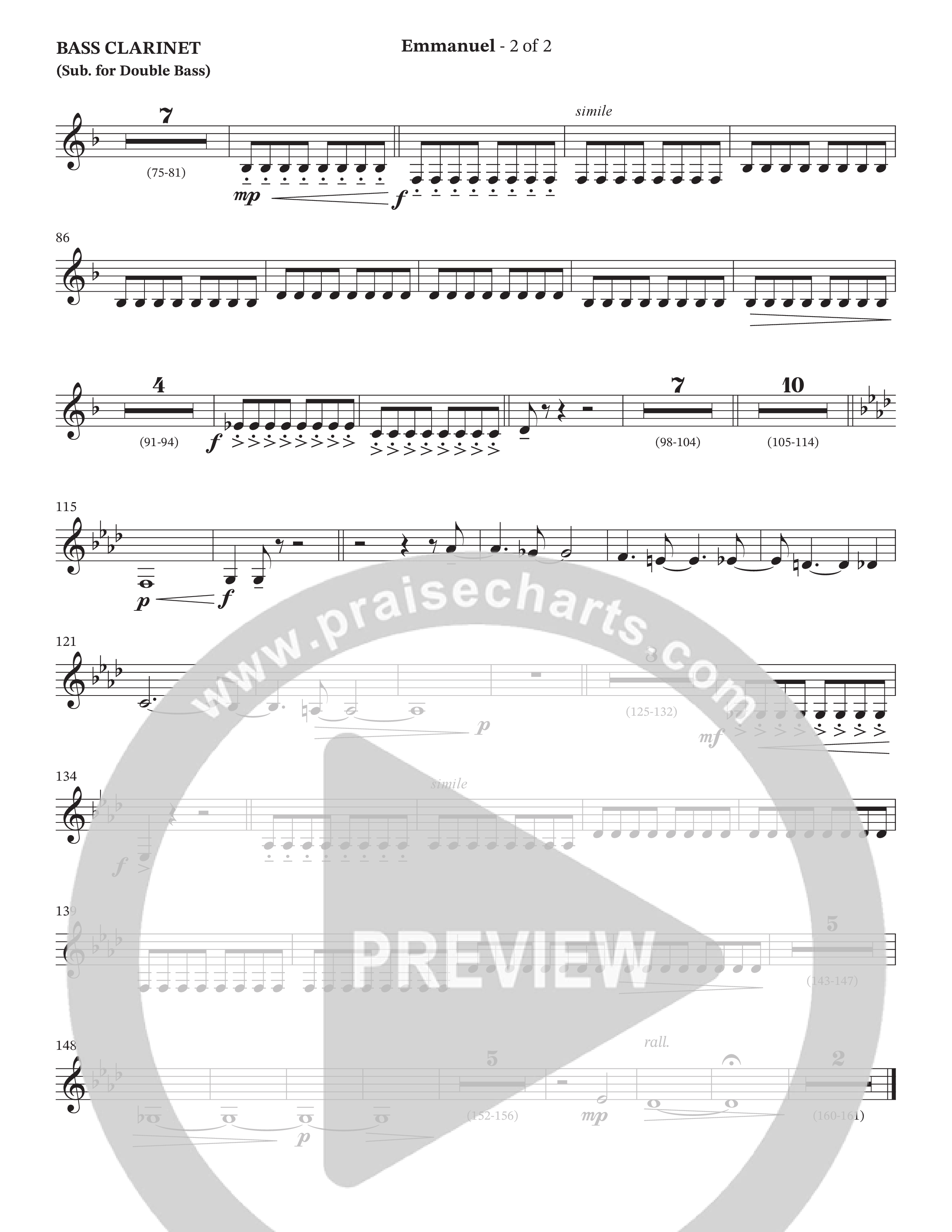 Emmanuel (Choral Anthem SATB) Bass Clarinet (The Brooklyn Tabernacle Choir / Arr. Carol Cymbala / Orch. Phillip Keveren / Orch. Dan Mitchell)