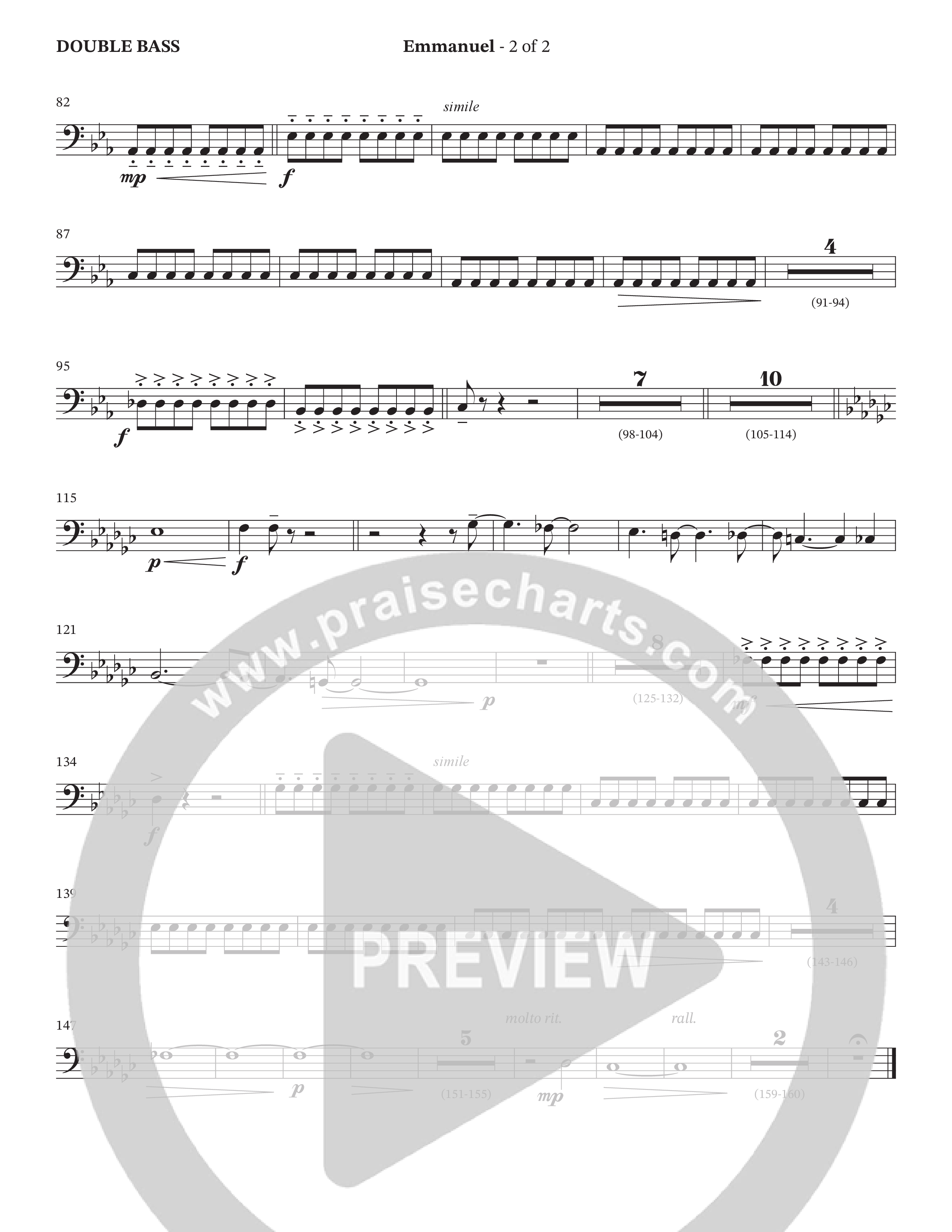 Emmanuel (Choral Anthem SATB) Double Bass (The Brooklyn Tabernacle Choir / Arr. Carol Cymbala / Orch. Phillip Keveren / Orch. Dan Mitchell)