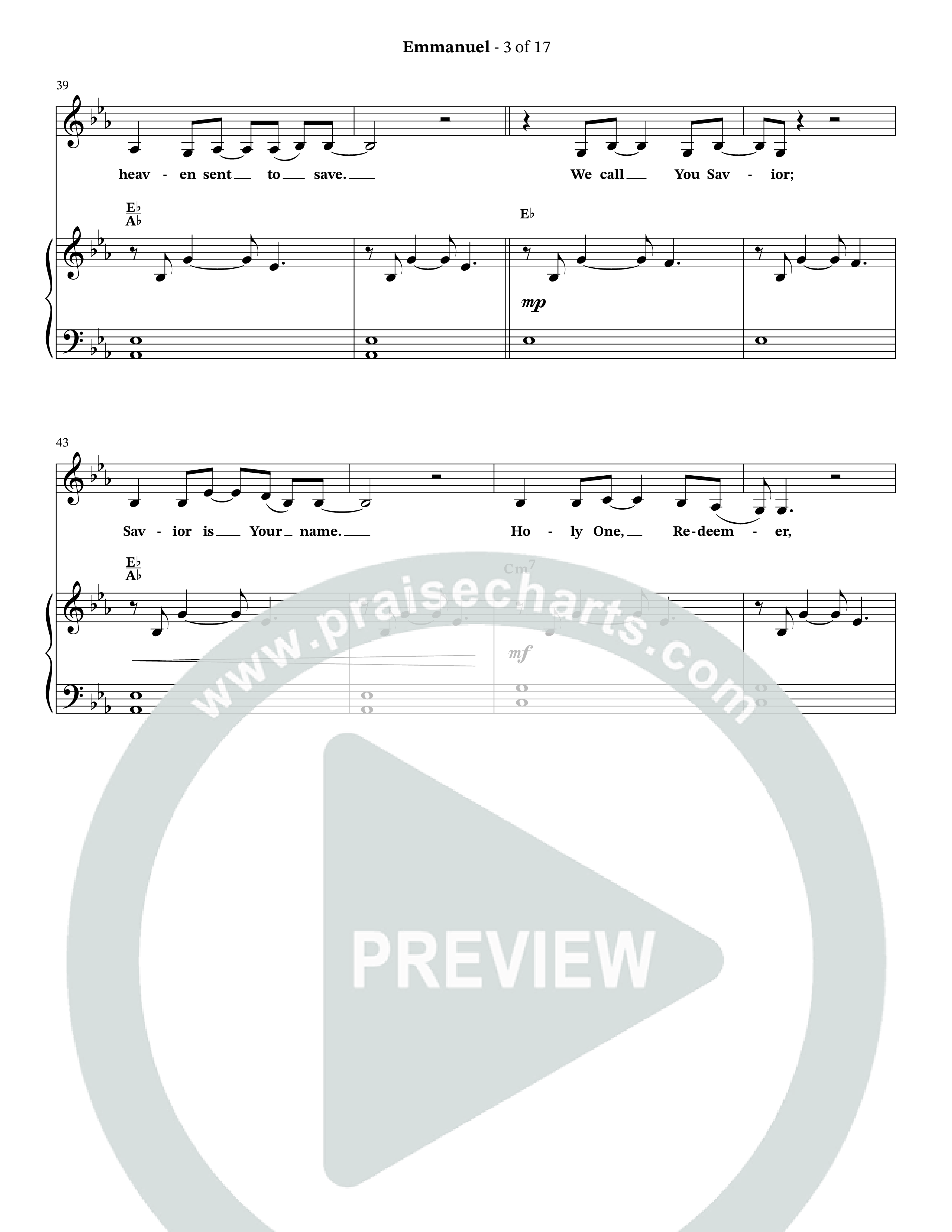 Emmanuel (Choral Anthem SATB) Anthem (SATB/Piano) (The Brooklyn Tabernacle Choir / Arr. Carol Cymbala / Orch. Phillip Keveren / Orch. Dan Mitchell)