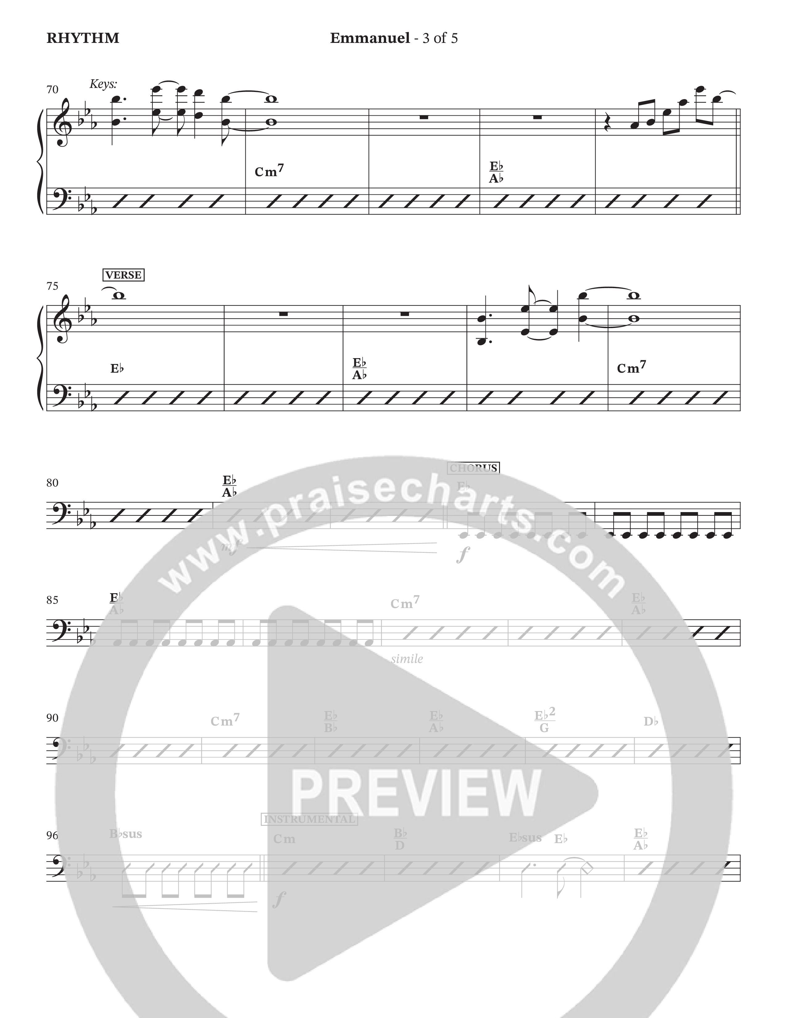 Emmanuel (Choral Anthem SATB) Rhythm Chart (The Brooklyn Tabernacle Choir / Arr. Carol Cymbala / Orch. Phillip Keveren / Orch. Dan Mitchell)