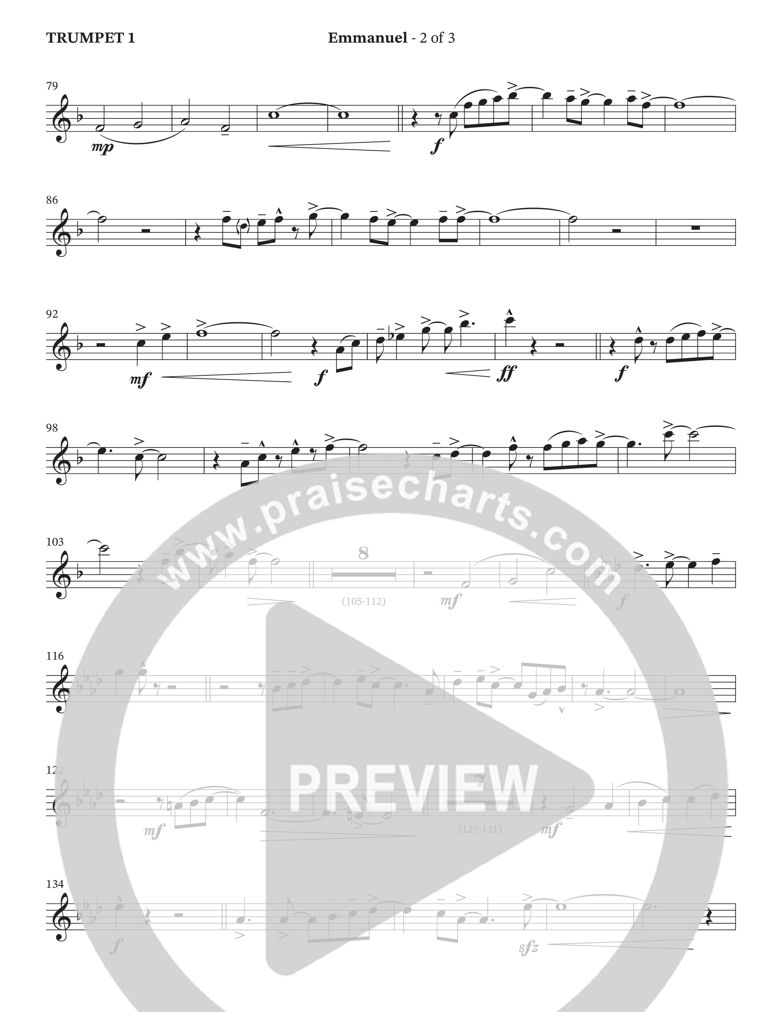 Emmanuel (Choral Anthem SATB) Trumpet 1 (The Brooklyn Tabernacle Choir / Arr. Carol Cymbala / Orch. Phillip Keveren / Orch. Dan Mitchell)