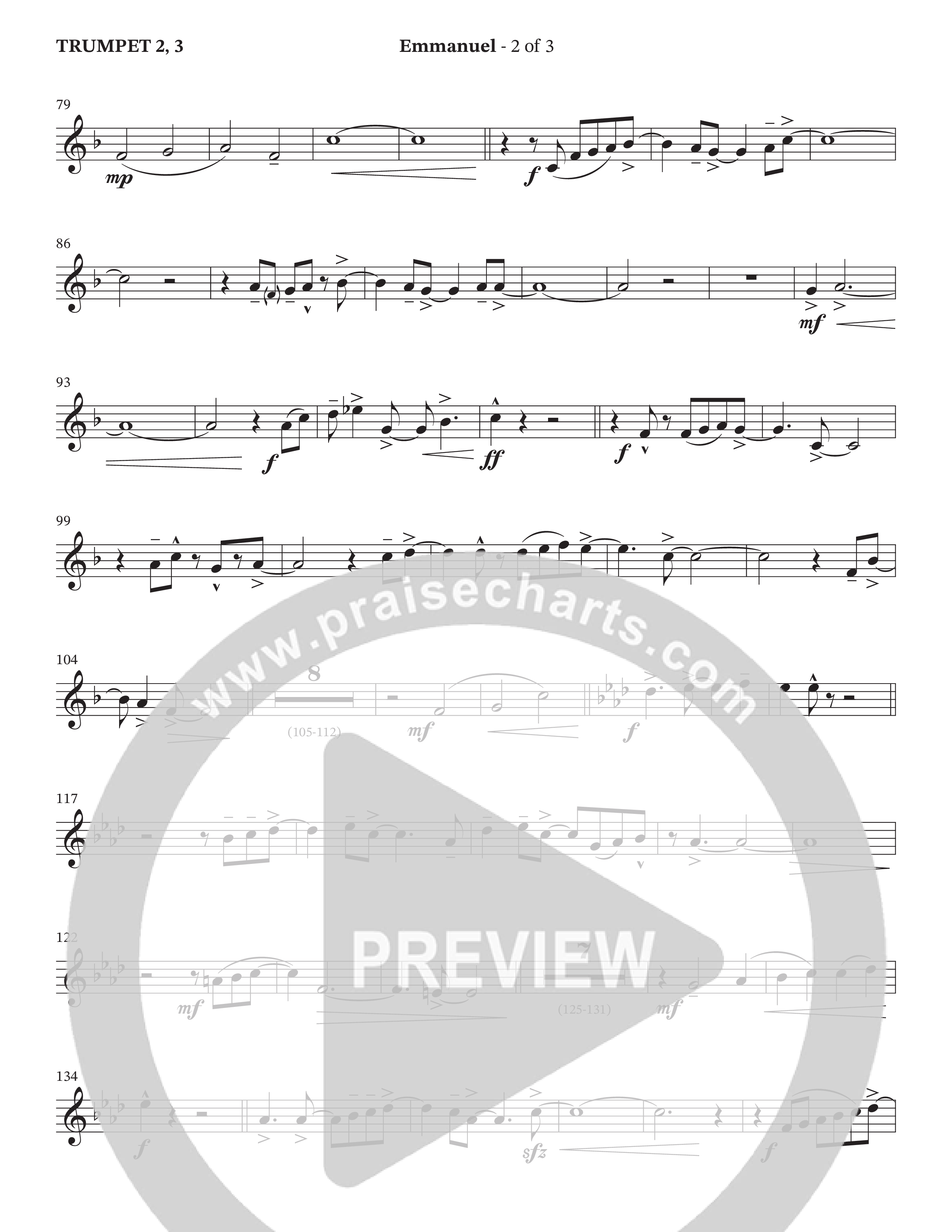 Emmanuel (Choral Anthem SATB) Trumpet 2/3 (The Brooklyn Tabernacle Choir / Arr. Carol Cymbala / Orch. Phillip Keveren / Orch. Dan Mitchell)