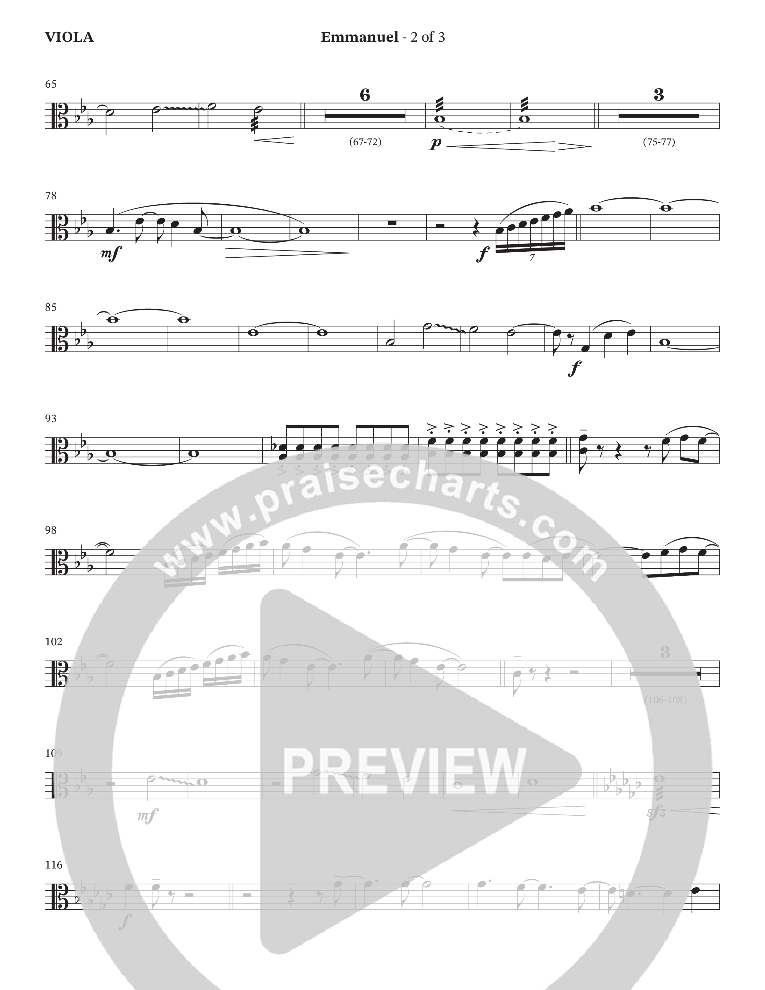 Emmanuel (Choral Anthem SATB) Viola (The Brooklyn Tabernacle Choir / Arr. Carol Cymbala / Orch. Phillip Keveren / Orch. Dan Mitchell)