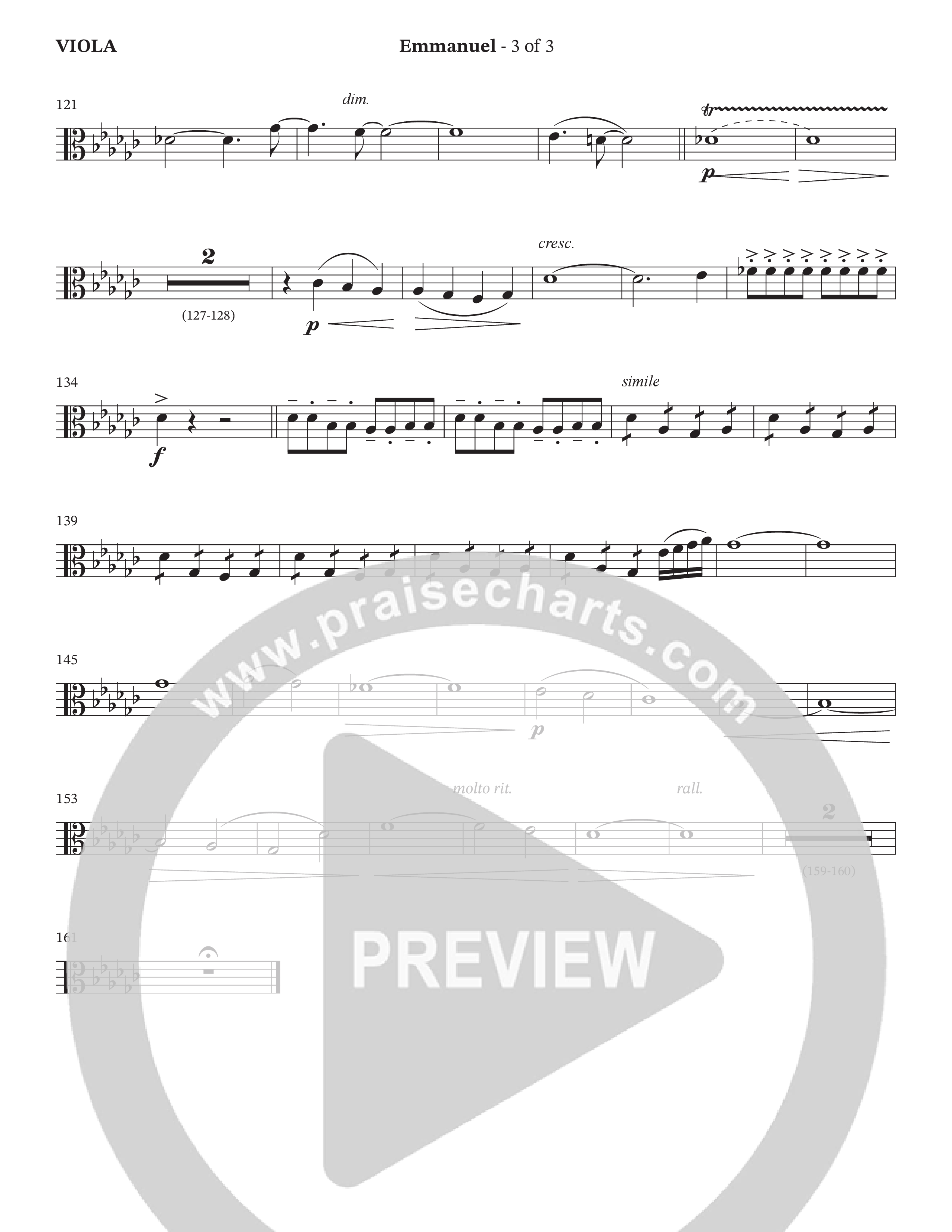 Emmanuel (Choral Anthem SATB) Viola (The Brooklyn Tabernacle Choir / Arr. Carol Cymbala / Orch. Phillip Keveren / Orch. Dan Mitchell)