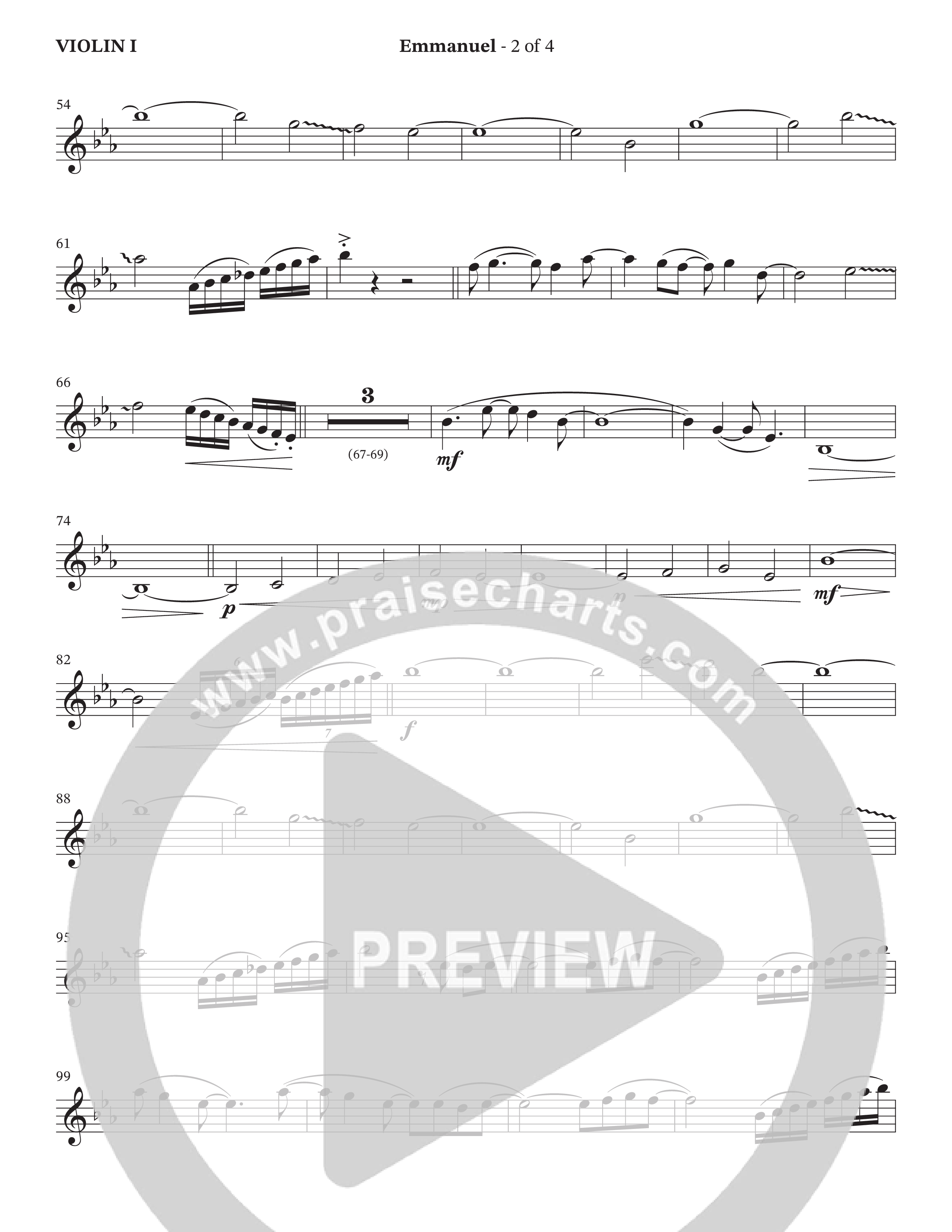 Emmanuel (Choral Anthem SATB) Violin 1 (The Brooklyn Tabernacle Choir / Arr. Carol Cymbala / Orch. Phillip Keveren / Orch. Dan Mitchell)