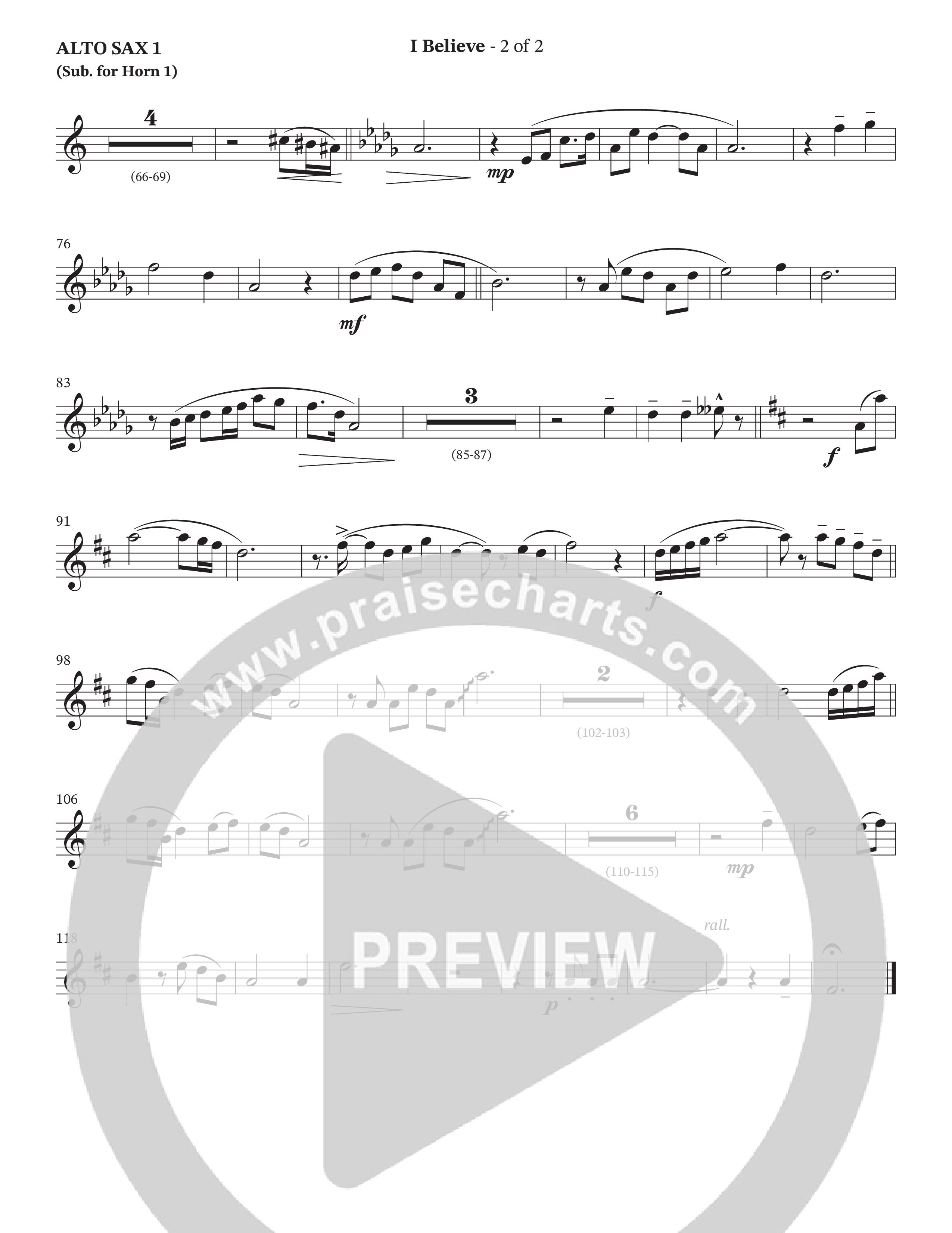 I Believe (Choral Anthem SATB) Alto Sax (The Brooklyn Tabernacle Choir / Arr. Carol Cymbala / Orch. J. Daniel Smith)