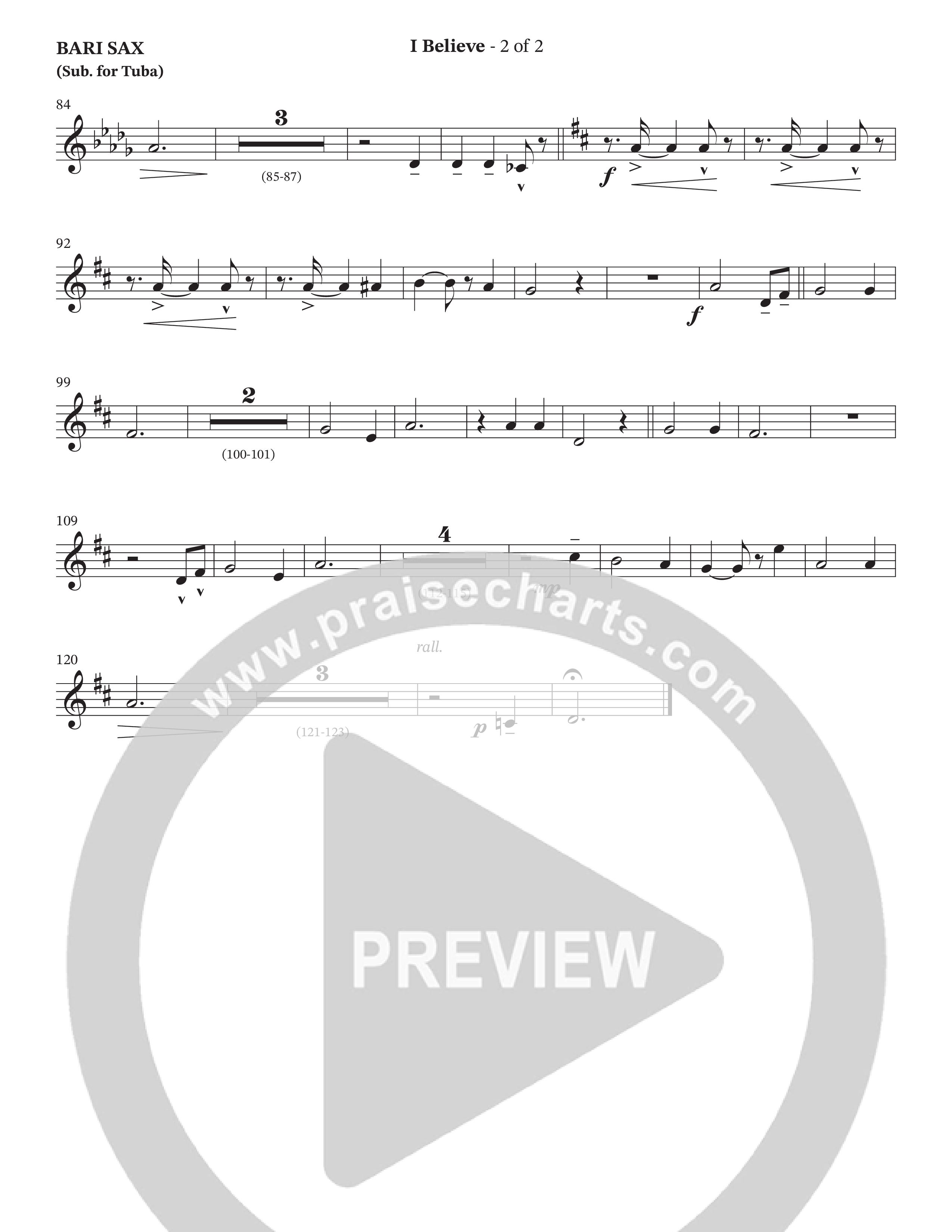 I Believe (Choral Anthem SATB) Bari Sax (The Brooklyn Tabernacle Choir / Arr. Carol Cymbala / Orch. J. Daniel Smith)