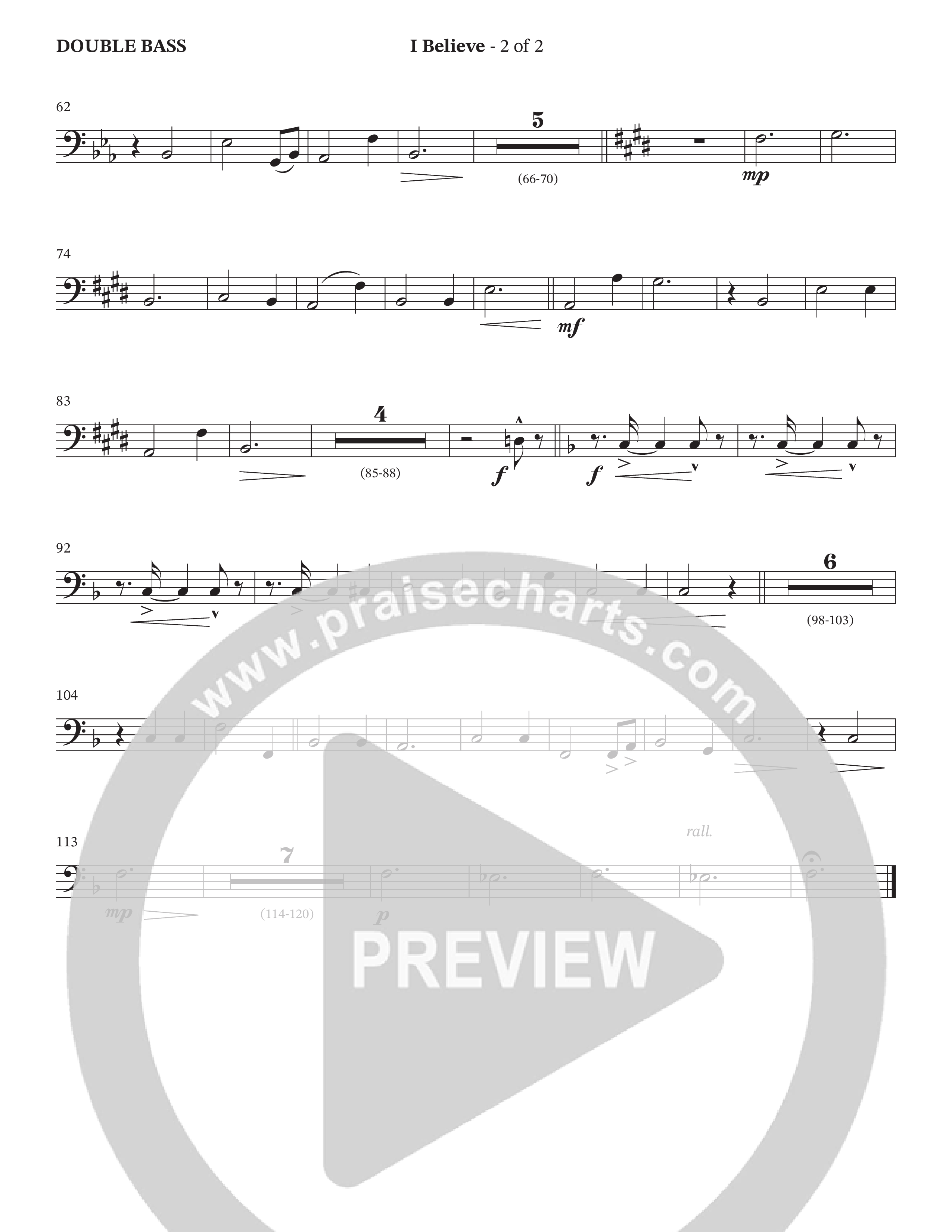 I Believe (Choral Anthem SATB) Double Bass (The Brooklyn Tabernacle Choir / Arr. Carol Cymbala / Orch. J. Daniel Smith)