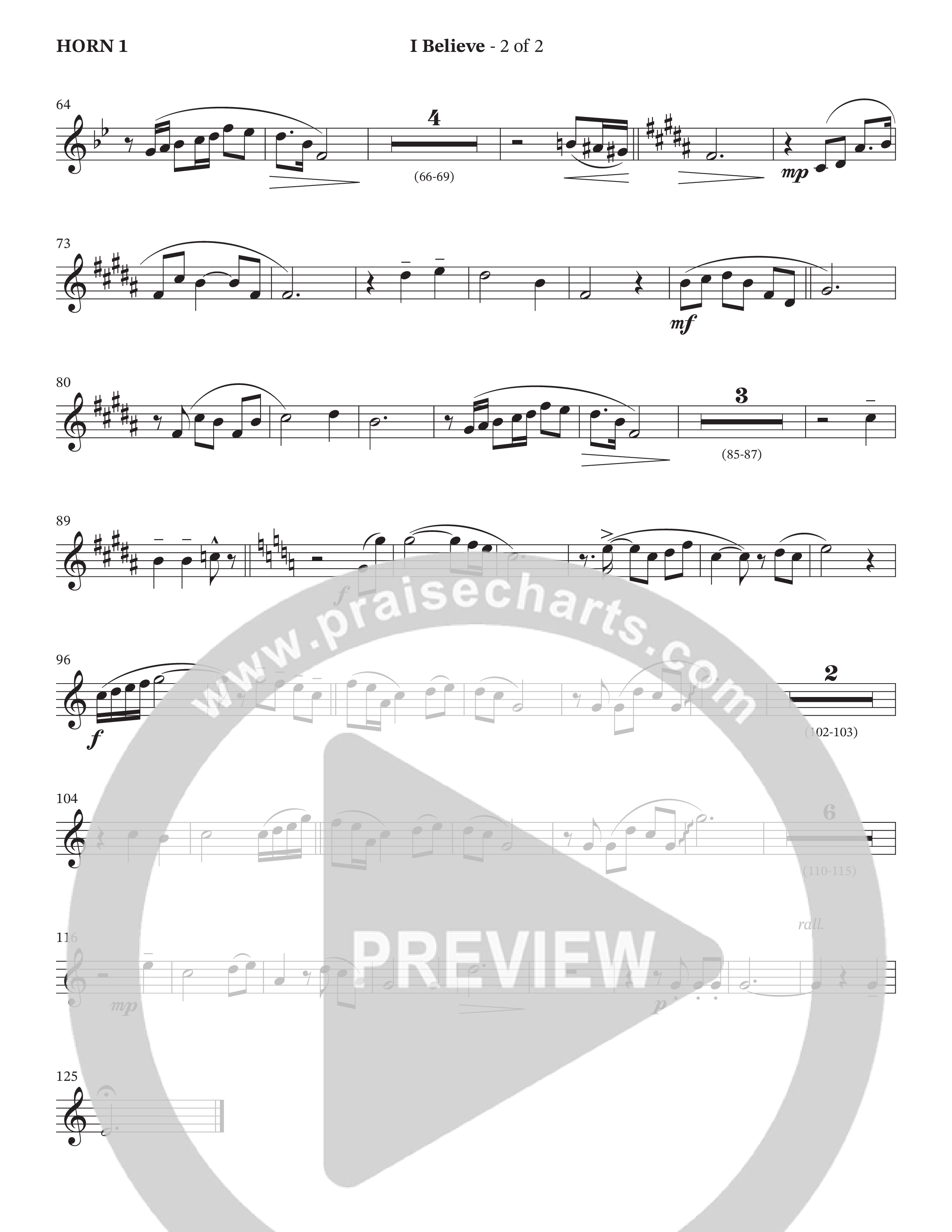 I Believe (Choral Anthem SATB) French Horn (The Brooklyn Tabernacle Choir / Arr. Carol Cymbala / Orch. J. Daniel Smith)