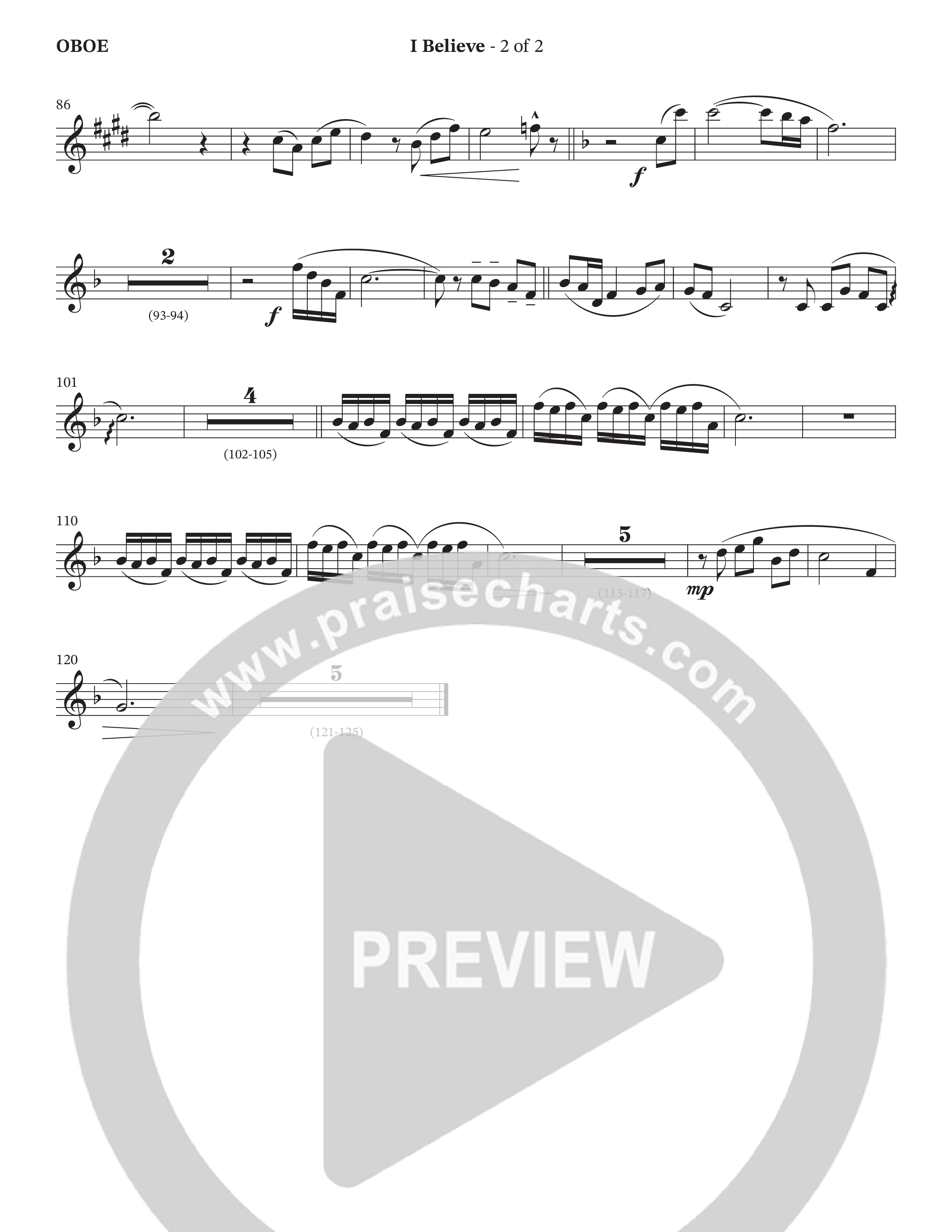 I Believe (Choral Anthem SATB) Oboe (The Brooklyn Tabernacle Choir / Arr. Carol Cymbala / Orch. J. Daniel Smith)