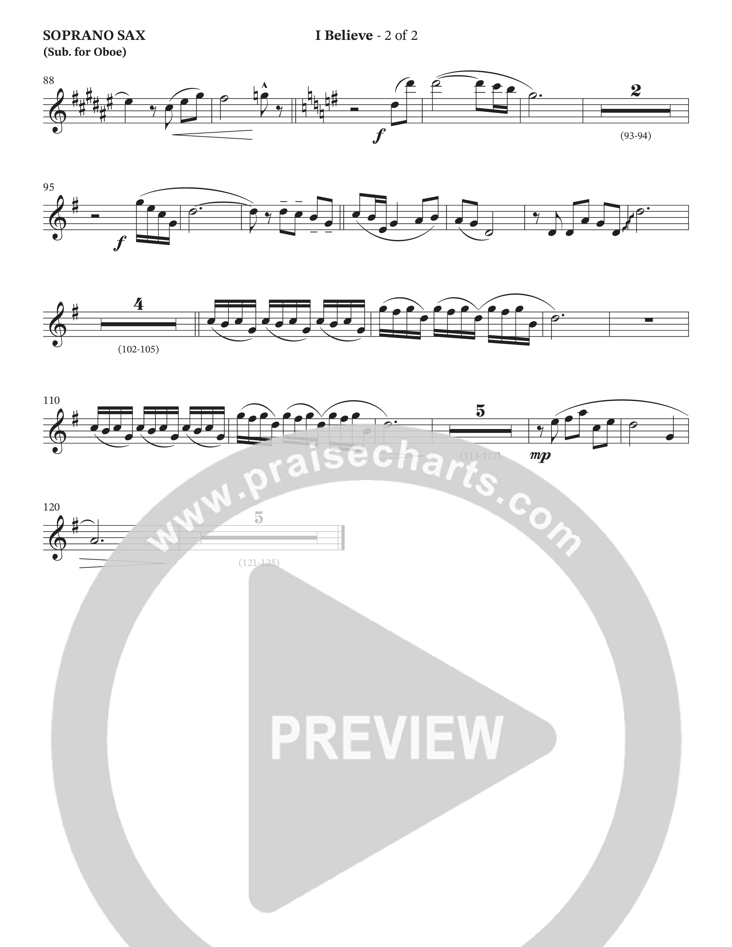 I Believe (Choral Anthem SATB) Soprano Sax (The Brooklyn Tabernacle Choir / Arr. Carol Cymbala / Orch. J. Daniel Smith)