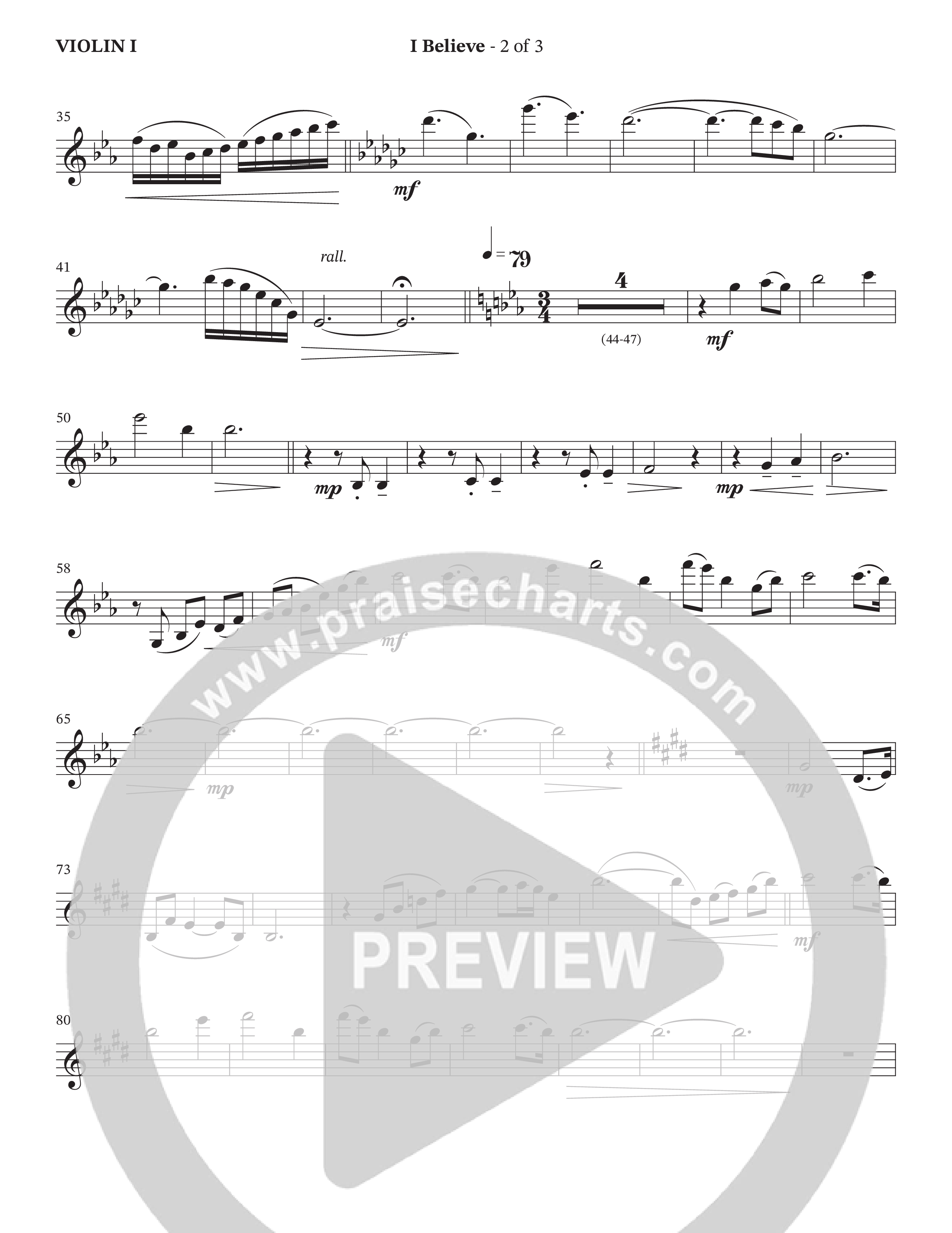 I Believe (Choral Anthem SATB) Violin 1 (The Brooklyn Tabernacle Choir / Arr. Carol Cymbala / Orch. J. Daniel Smith)