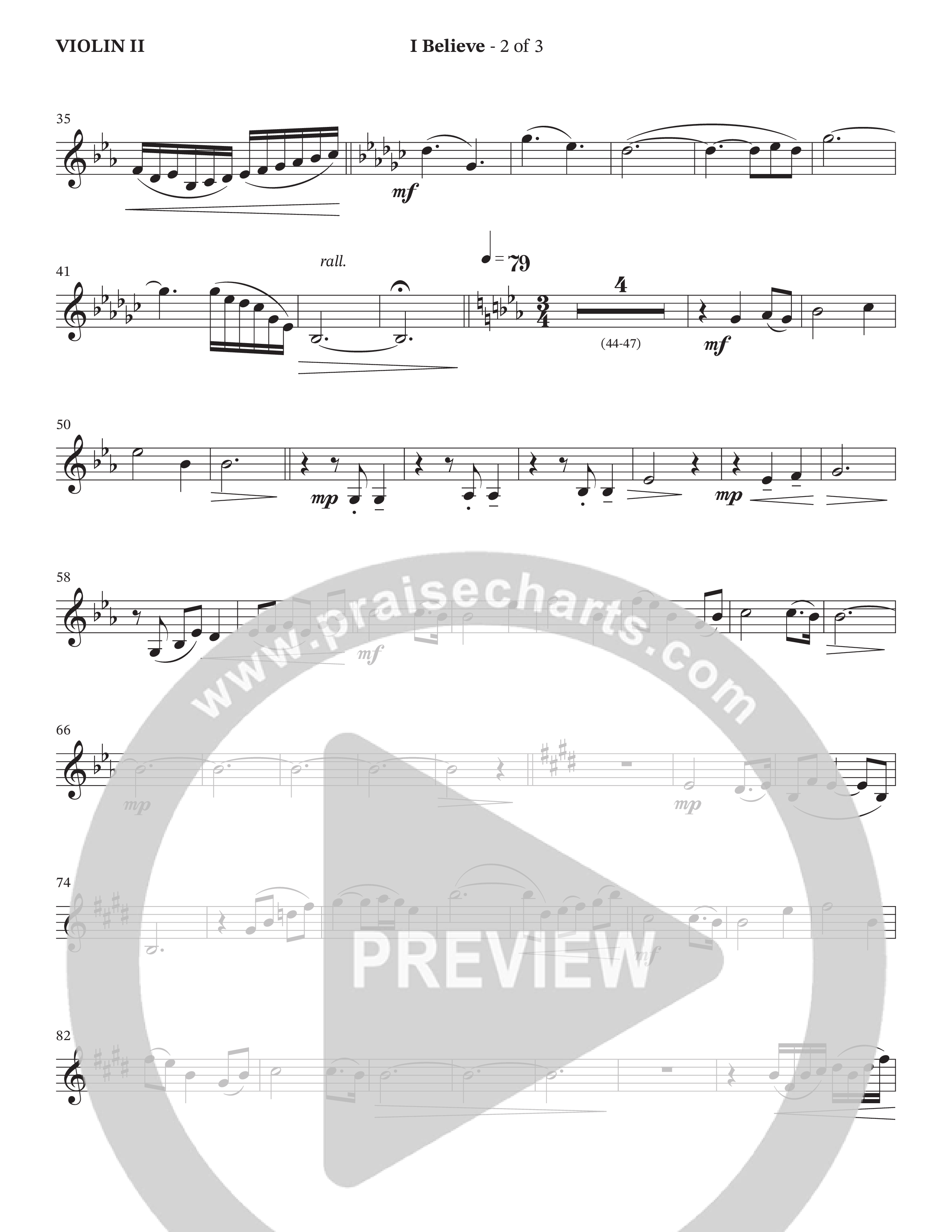 I Believe (Choral Anthem SATB) Violin 2 (The Brooklyn Tabernacle Choir / Arr. Carol Cymbala / Orch. J. Daniel Smith)