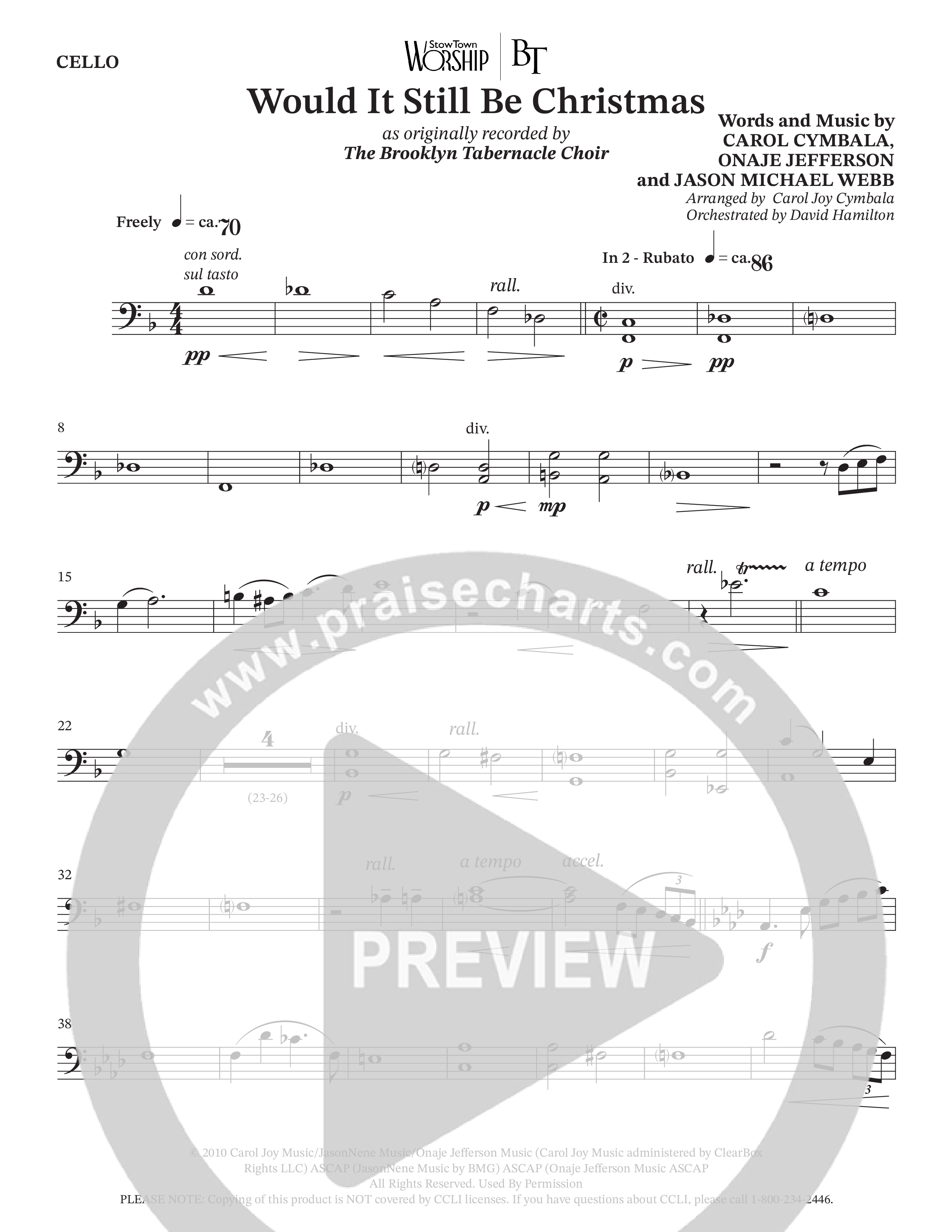 Would It Still Be Christmas (Choral Anthem SATB) Cello (The Brooklyn Tabernacle Choir / TaRanda Greene / Arr. Carol Cymbala / Orch. David Hamilton)