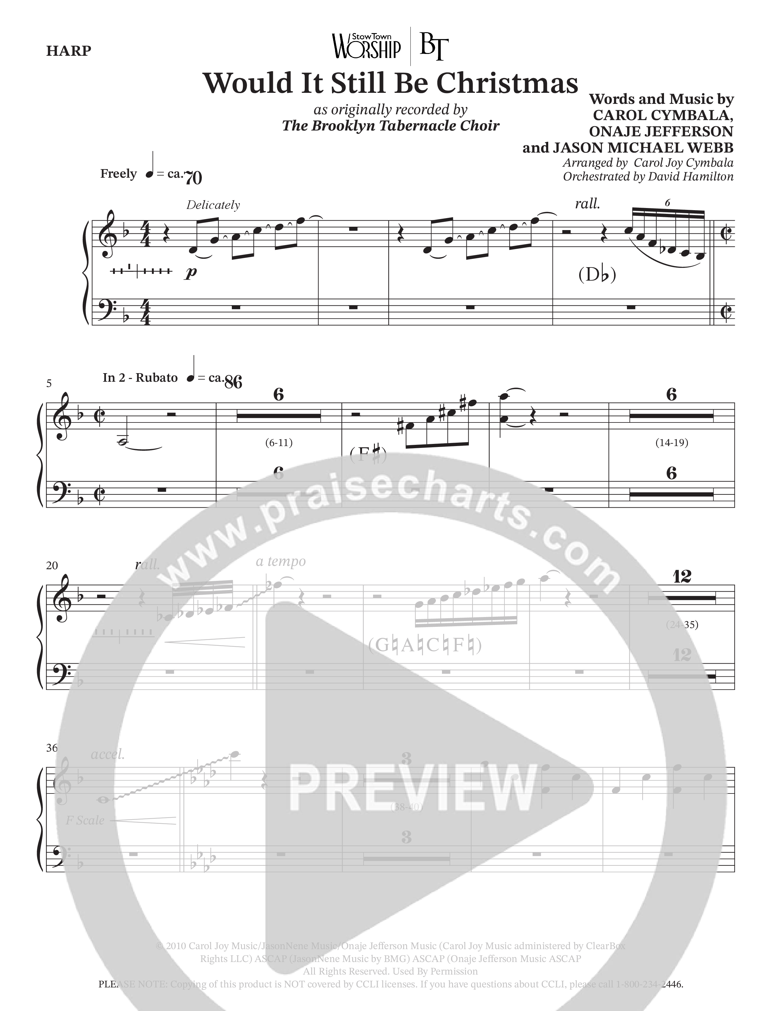 Would It Still Be Christmas (Choral Anthem SATB) Harp (The Brooklyn Tabernacle Choir / TaRanda Greene / Arr. Carol Cymbala / Orch. David Hamilton)