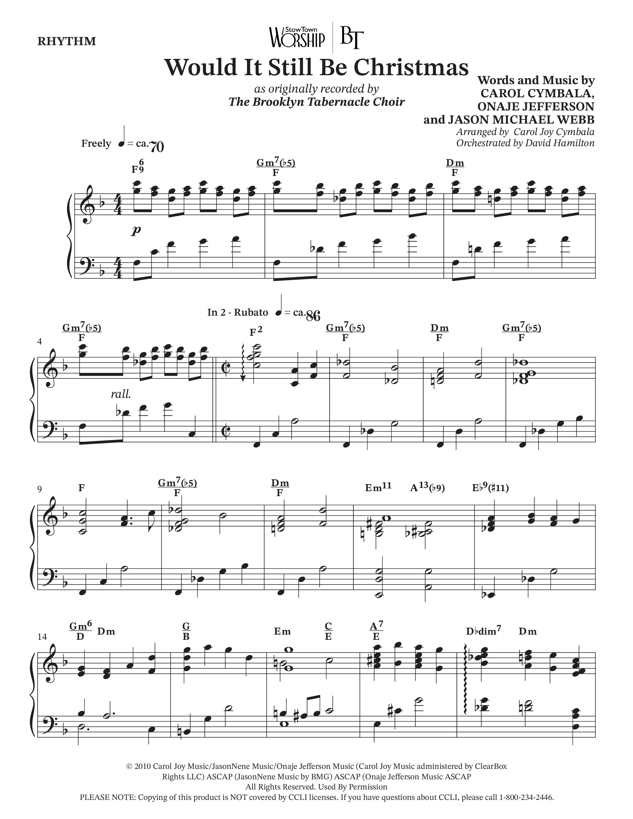 Would It Still Be Christmas (Choral Anthem SATB) Rhythm Chart (The Brooklyn Tabernacle Choir / TaRanda Greene / Arr. Carol Cymbala / Orch. David Hamilton)