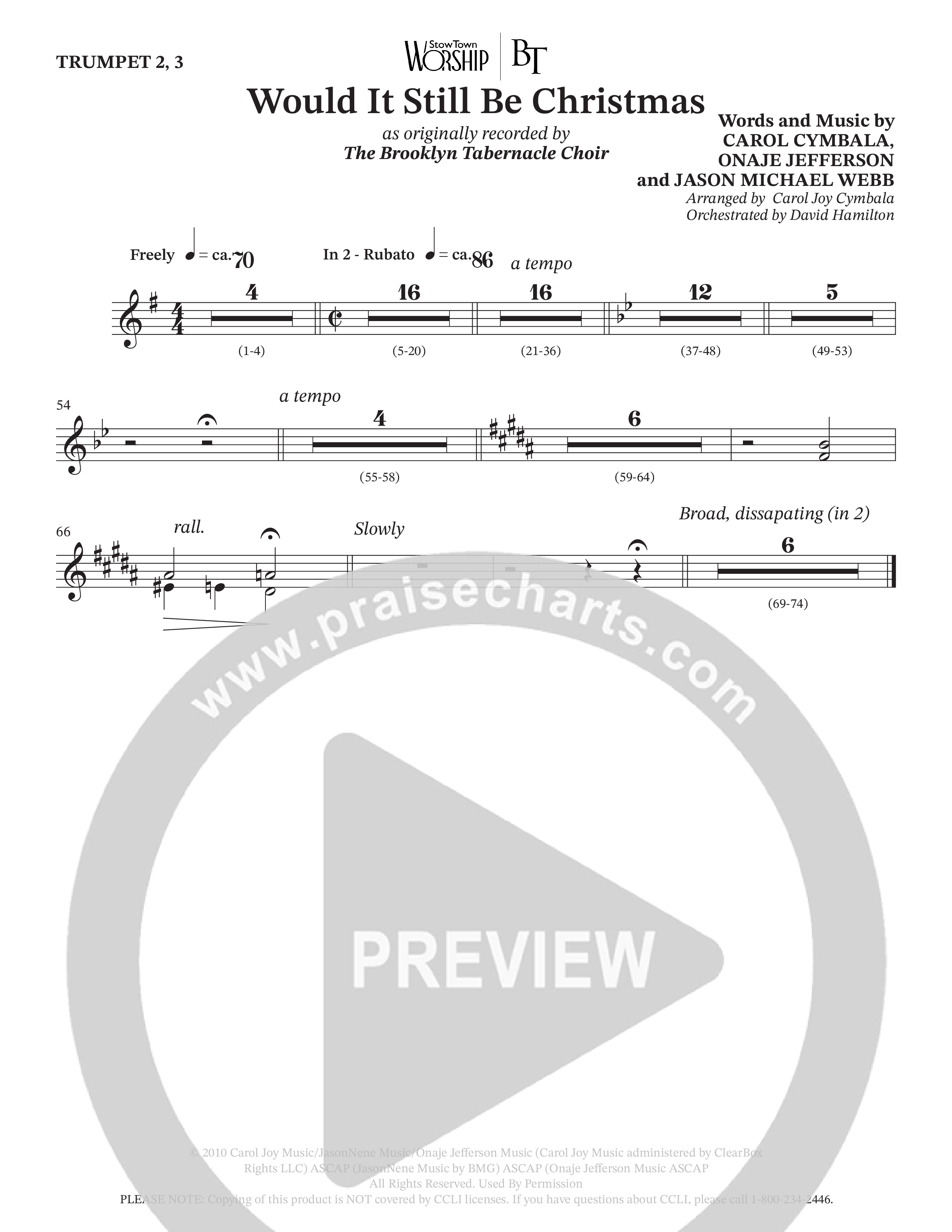 Would It Still Be Christmas (Choral Anthem SATB) Trumpet 2/3 (The Brooklyn Tabernacle Choir / TaRanda Greene / Arr. Carol Cymbala / Orch. David Hamilton)
