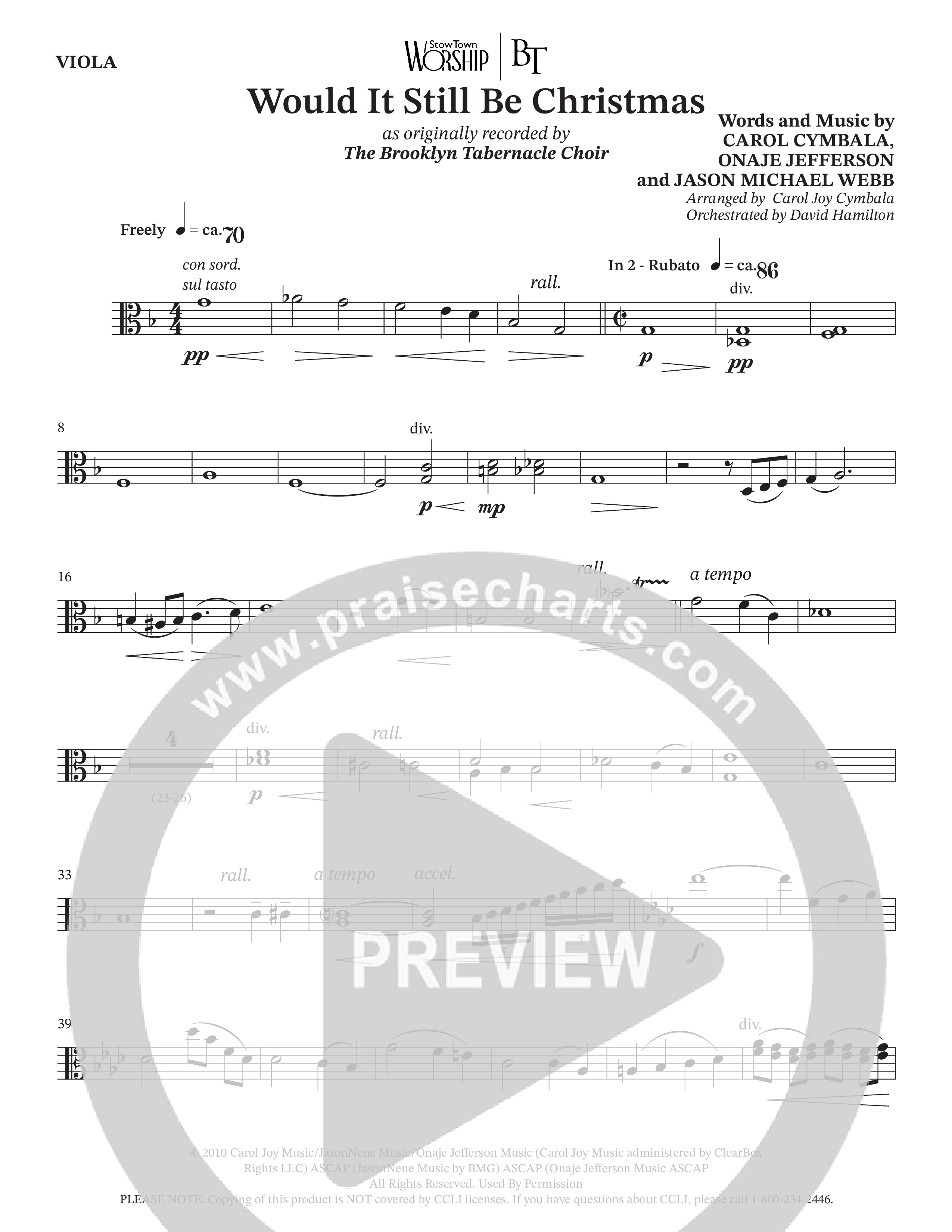 Would It Still Be Christmas (Choral Anthem SATB) Viola (The Brooklyn Tabernacle Choir / TaRanda Greene / Arr. Carol Cymbala / Orch. David Hamilton)