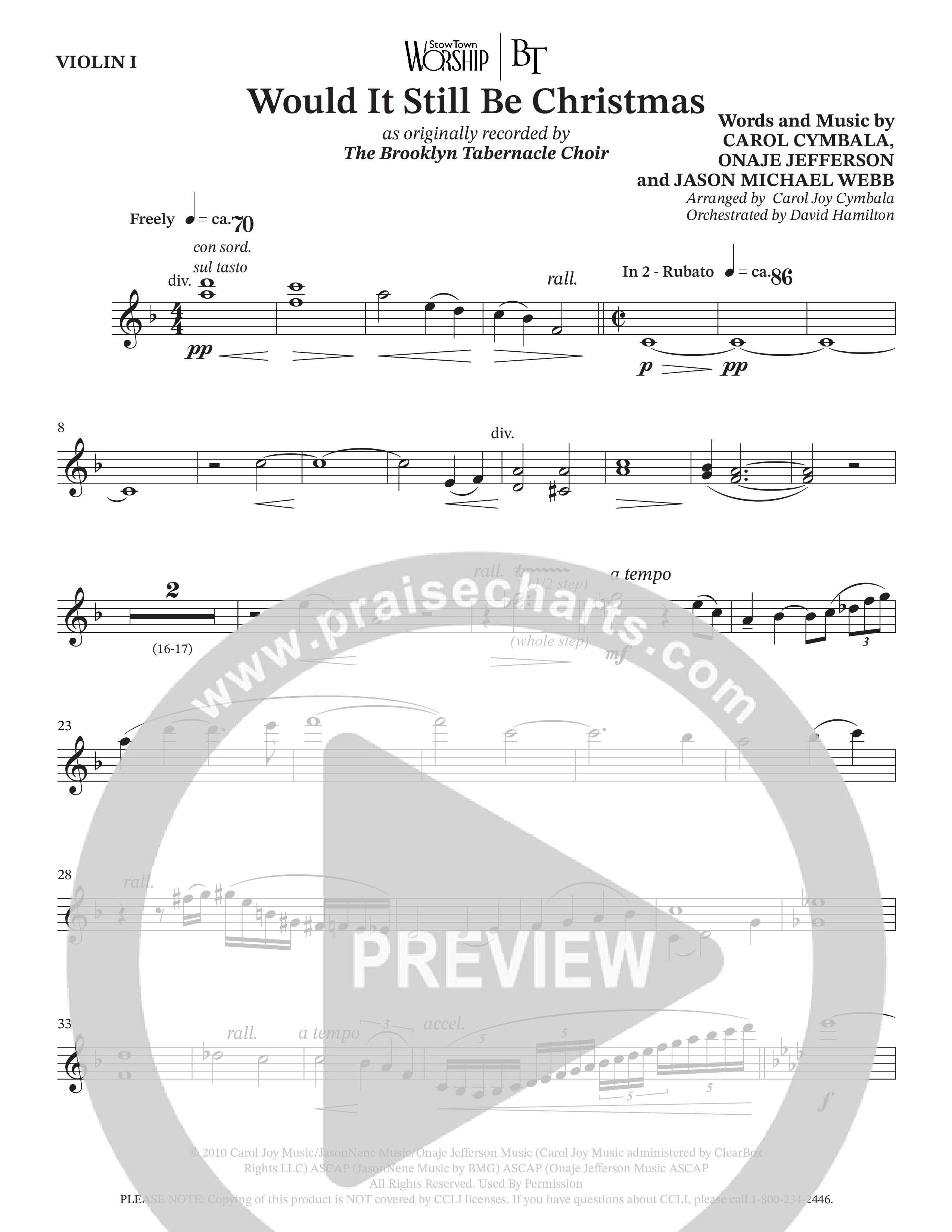 Would It Still Be Christmas (Choral Anthem SATB) Violin 1 (The Brooklyn Tabernacle Choir / TaRanda Greene / Arr. Carol Cymbala / Orch. David Hamilton)