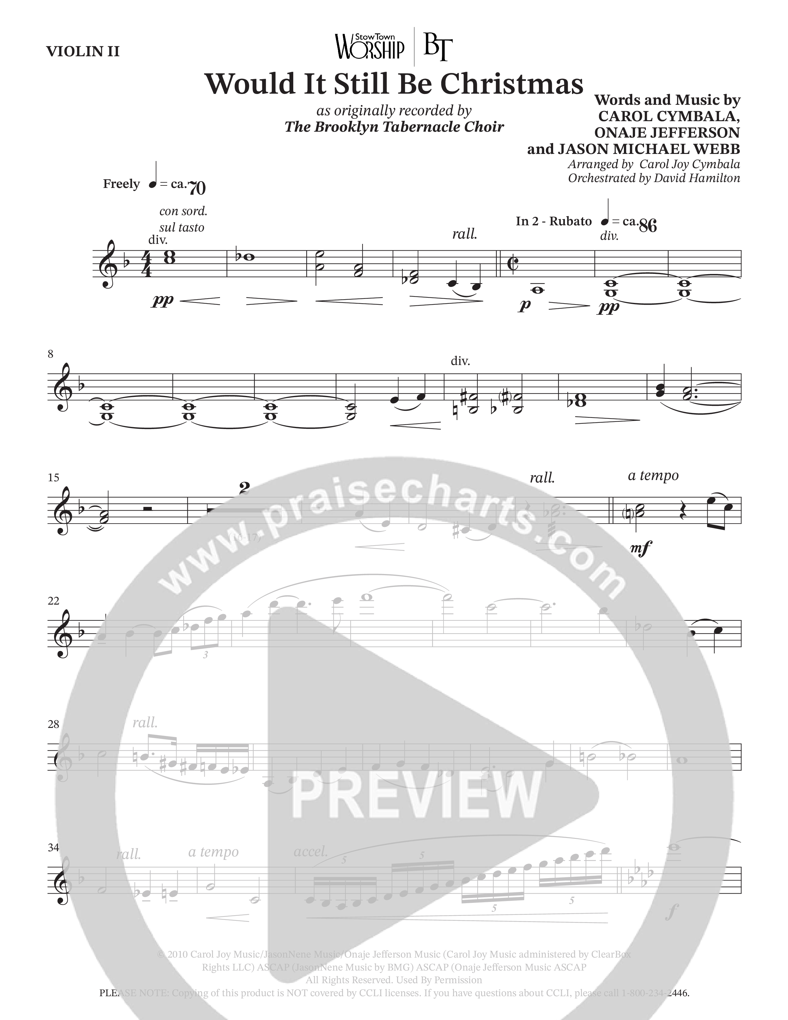 Would It Still Be Christmas (Choral Anthem SATB) Violin 2 (The Brooklyn Tabernacle Choir / TaRanda Greene / Arr. Carol Cymbala / Orch. David Hamilton)