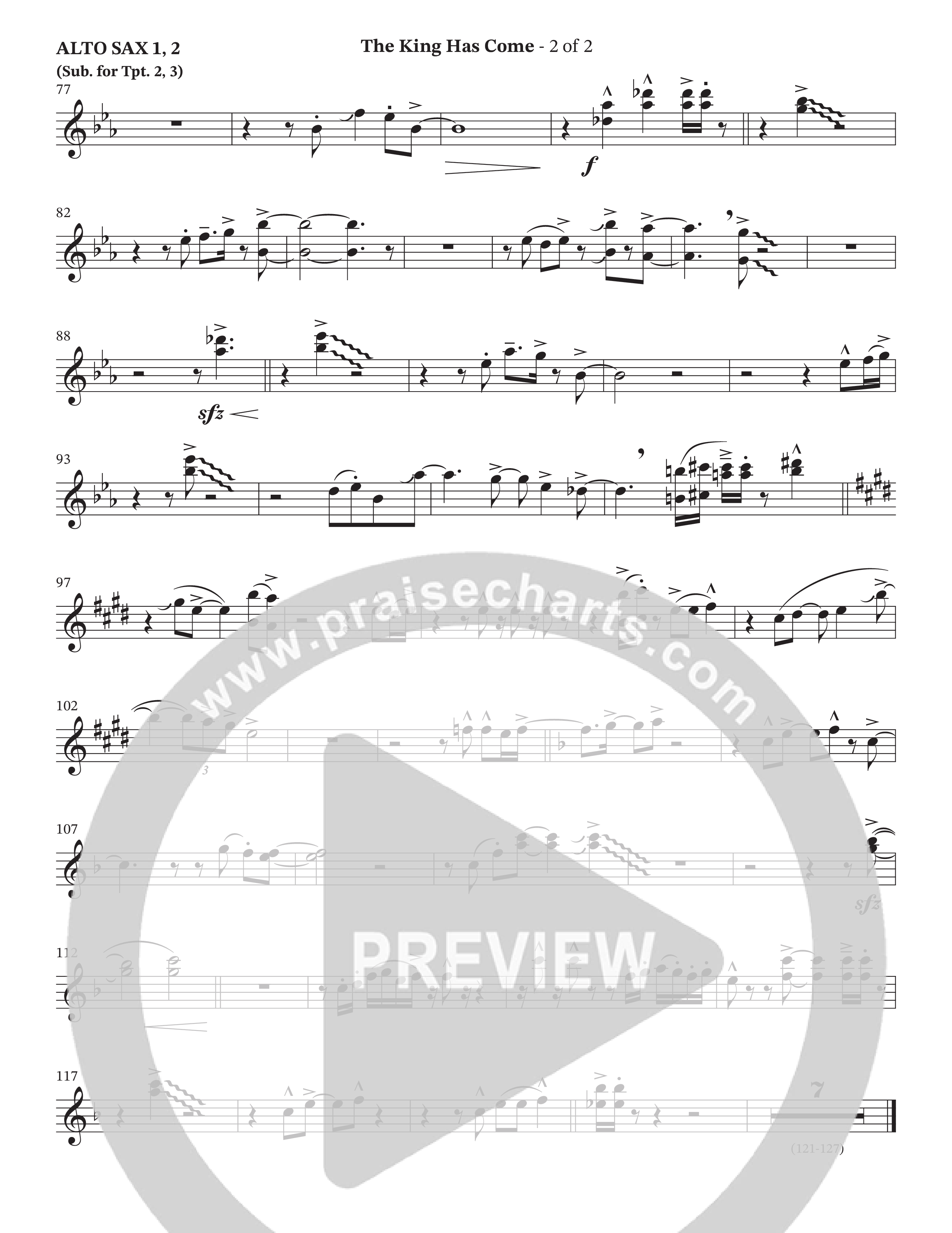 The King Has Come (Choral Anthem SATB) Alto Sax (The Brooklyn Tabernacle Choir / Arr. Carol Cymbala / Orch. Chris McDonald / Orch. Jason Michael Webb)