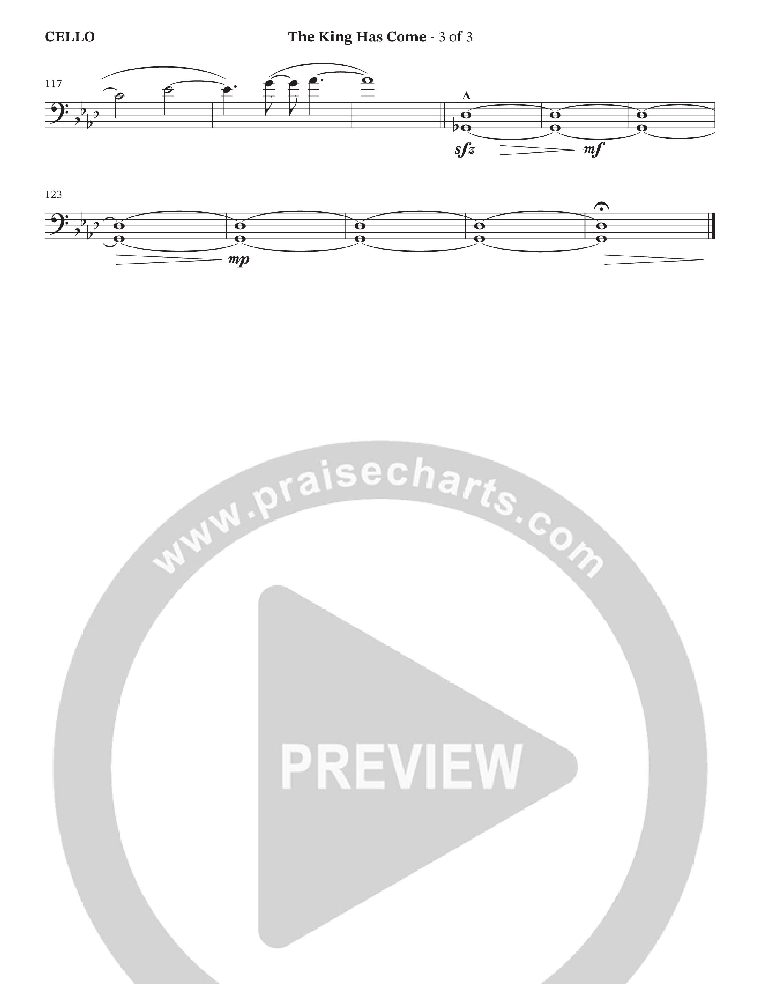 The King Has Come (Choral Anthem SATB) Cello (The Brooklyn Tabernacle Choir / Arr. Carol Cymbala / Orch. Chris McDonald / Orch. Jason Michael Webb)