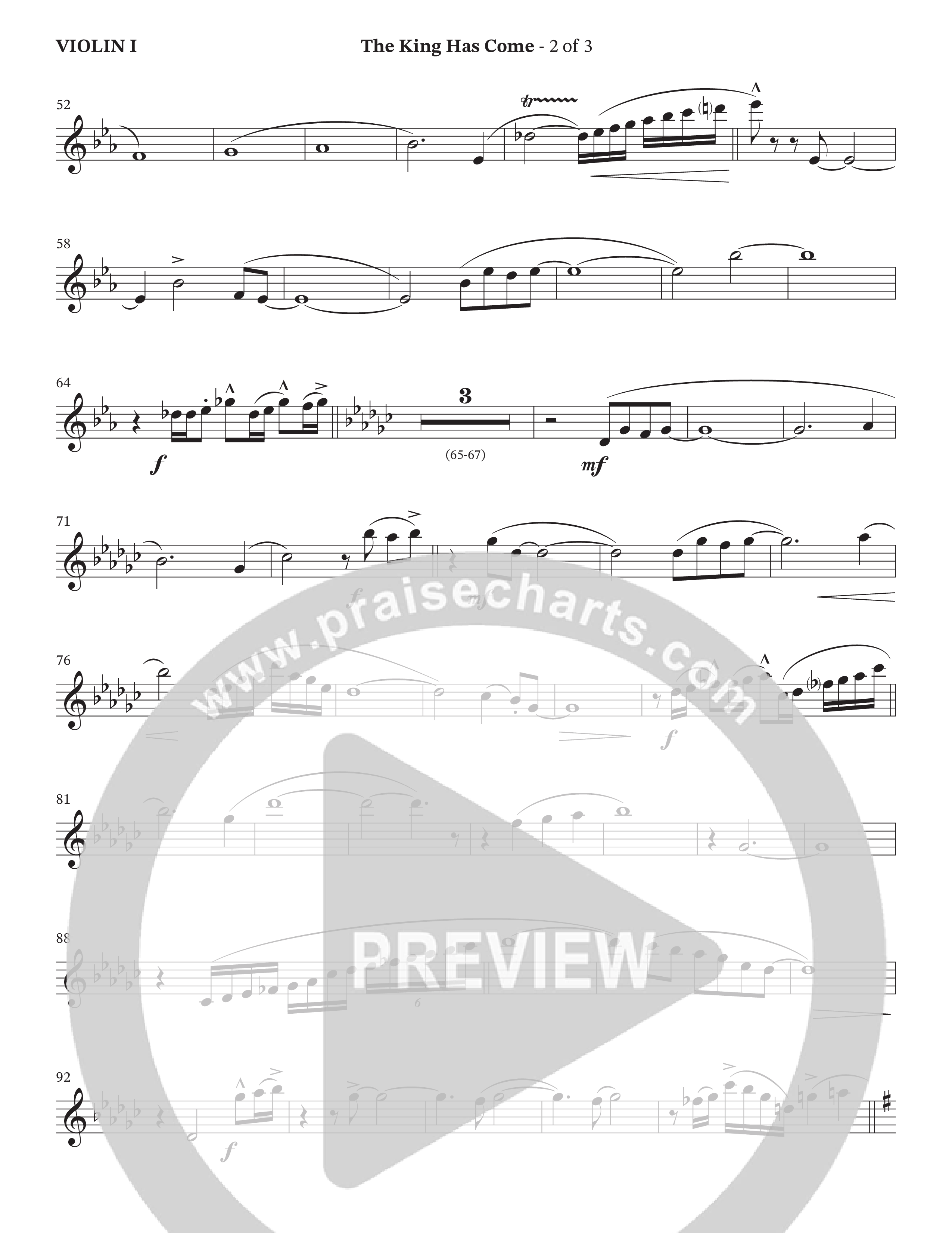 The King Has Come (Choral Anthem SATB) Violin 1 (The Brooklyn Tabernacle Choir / Arr. Carol Cymbala / Orch. Chris McDonald / Orch. Jason Michael Webb)
