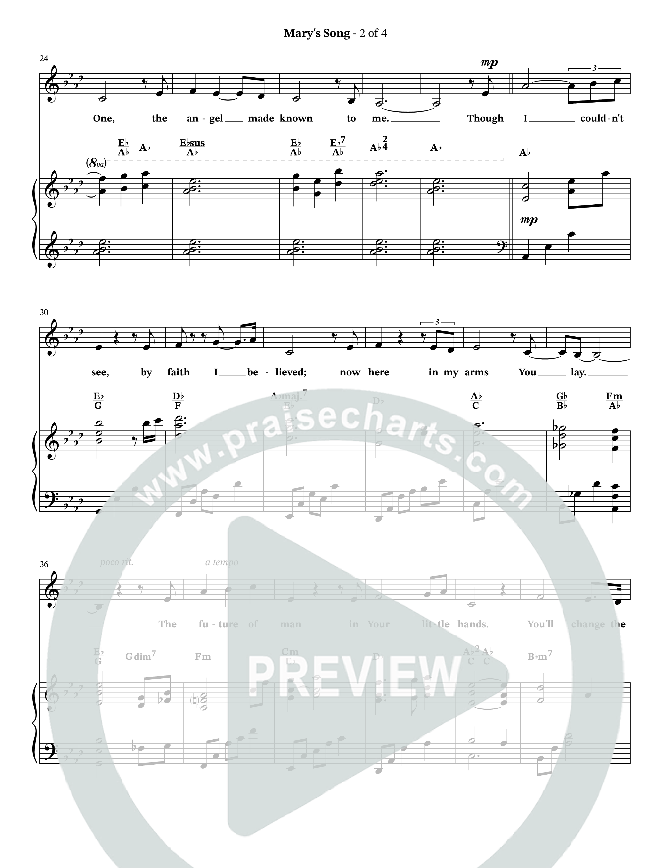 Mary's Song (Choral Anthem SATB) Piano/Vocal (Melody) (The Brooklyn Tabernacle Choir / Arr. Carol Cymbala / Orch. Phillip Keveren)