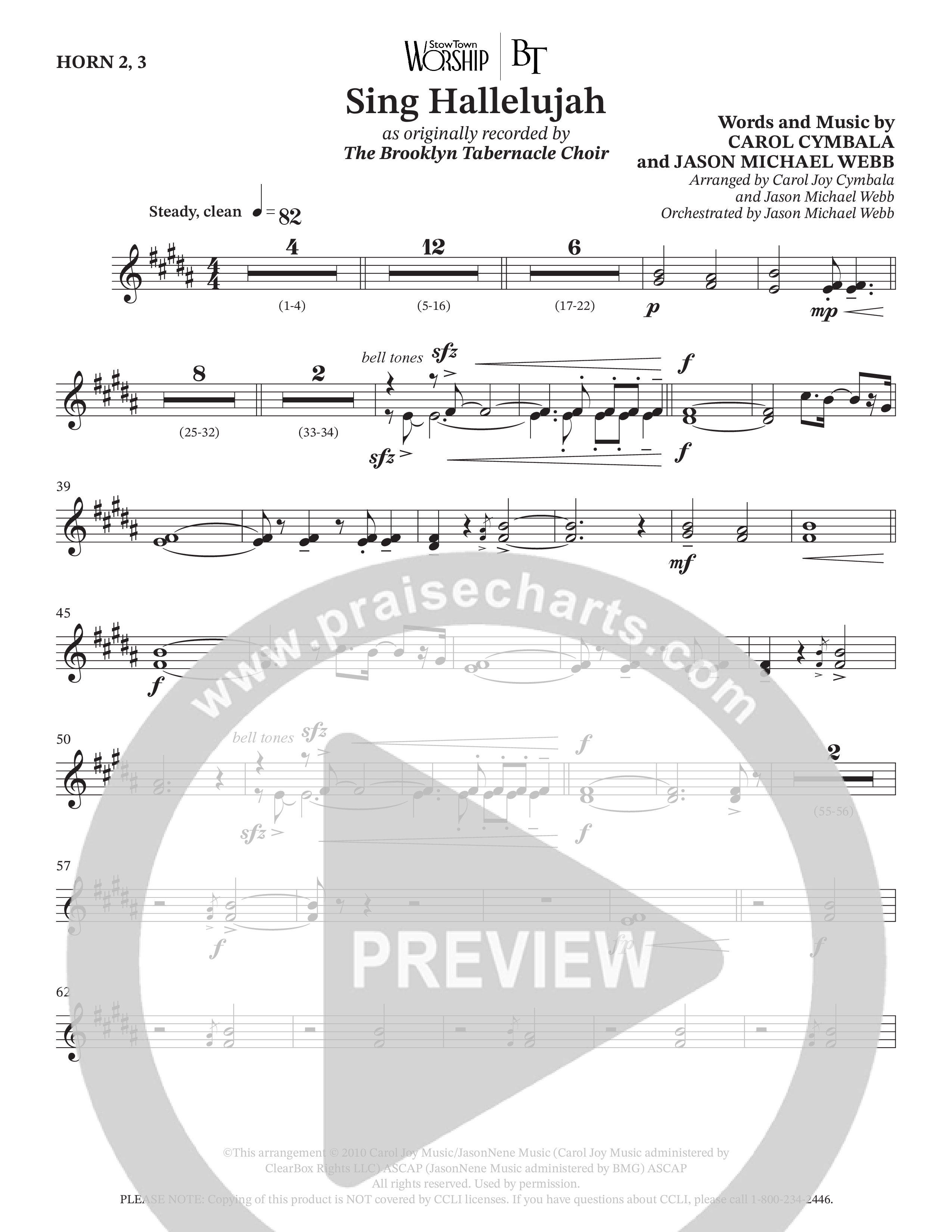 Sing Hallelujah (Choral Anthem SATB) French Horn (The Brooklyn Tabernacle Choir / Arr. Carol Cymbala / Orch. Jason Michael Webb)