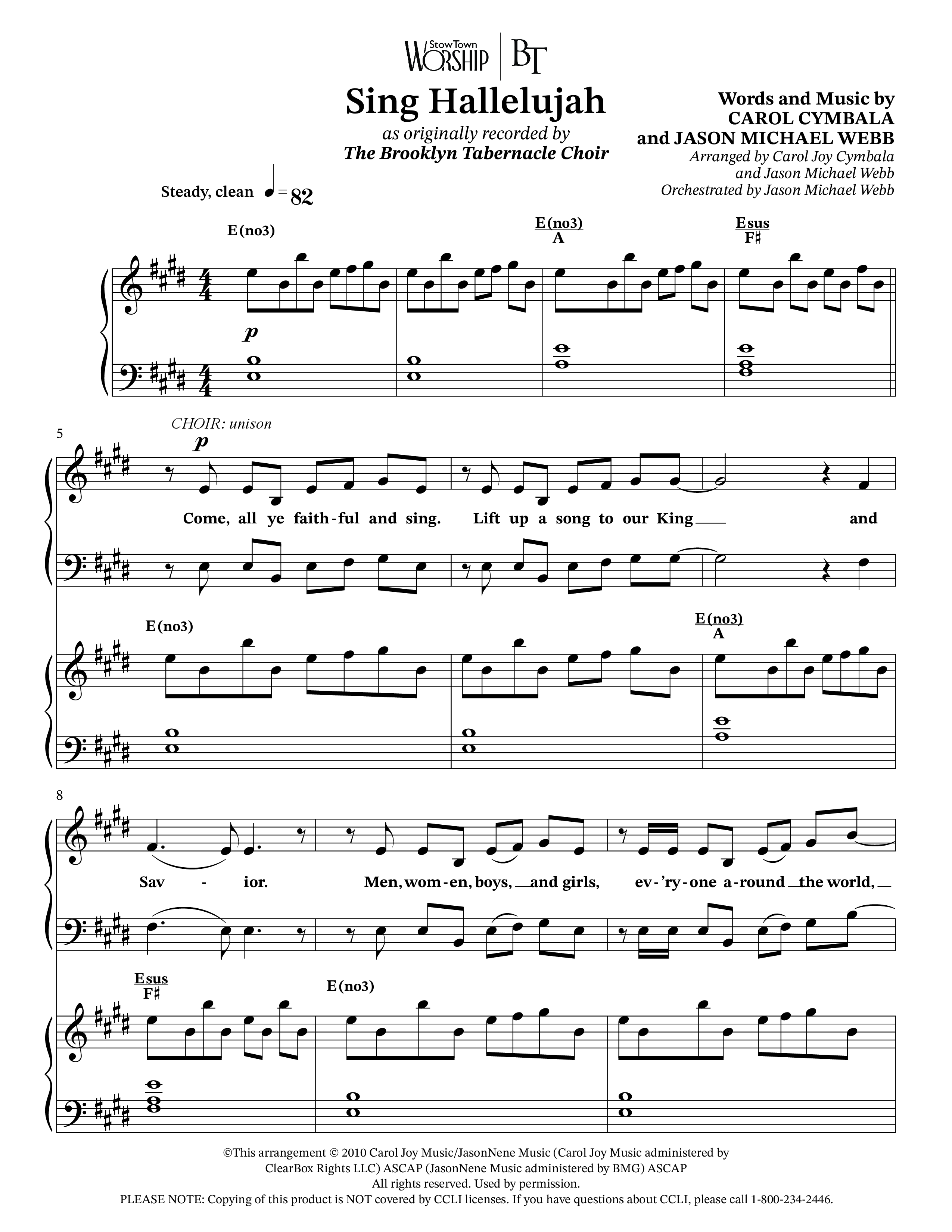 Sing Hallelujah (Choral Anthem SATB) Anthem (SATB/Piano) (The Brooklyn Tabernacle Choir / Arr. Carol Cymbala / Orch. Jason Michael Webb)